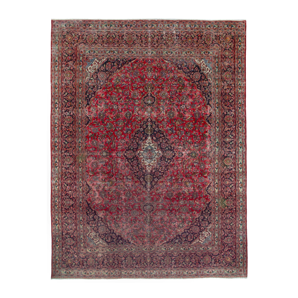 Persian Mashhad oversized rug in deep red and burgundy, 9'6" x 12'7"