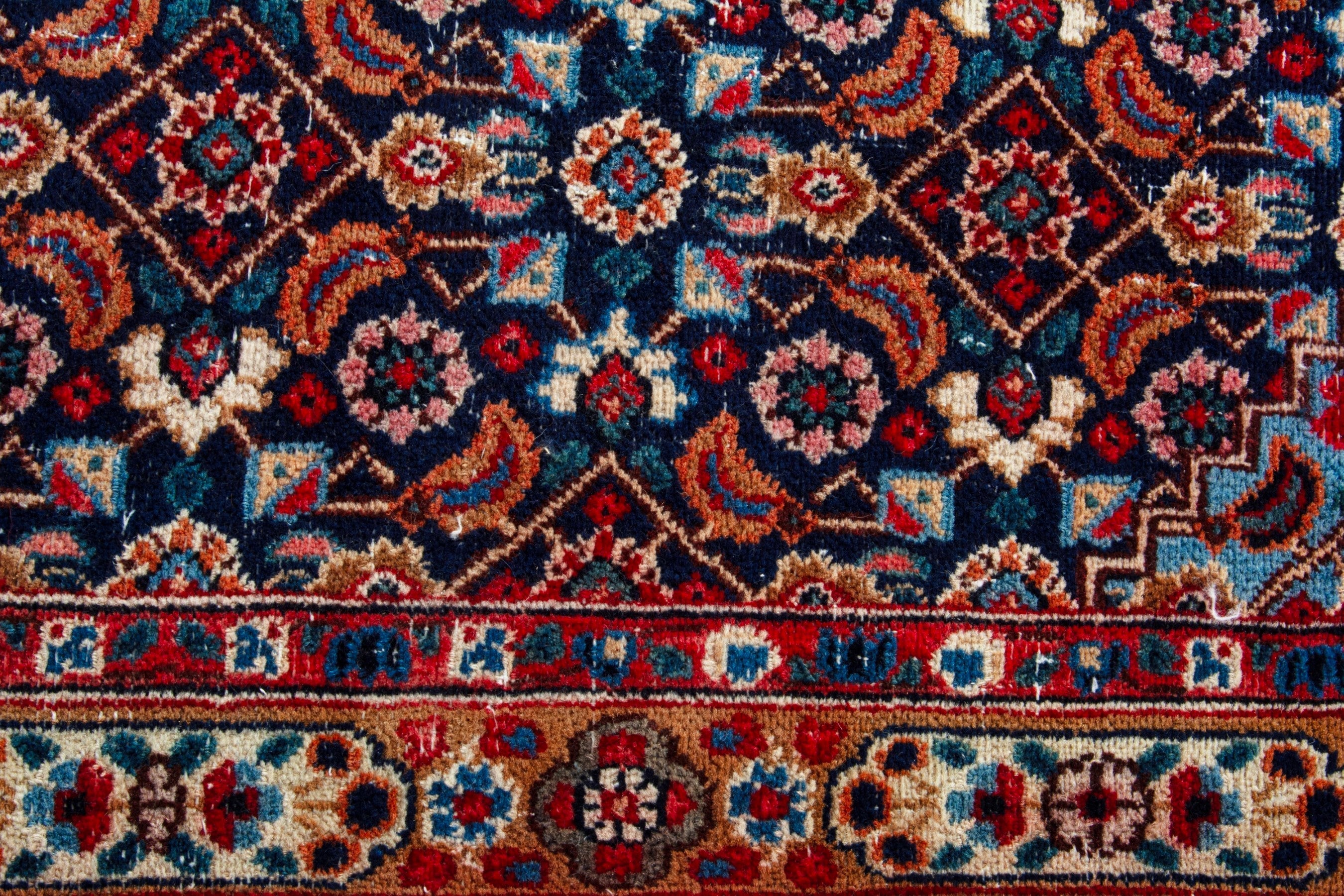 Persian Birjand oversized rug in cream and burgundy, view 12 of 20