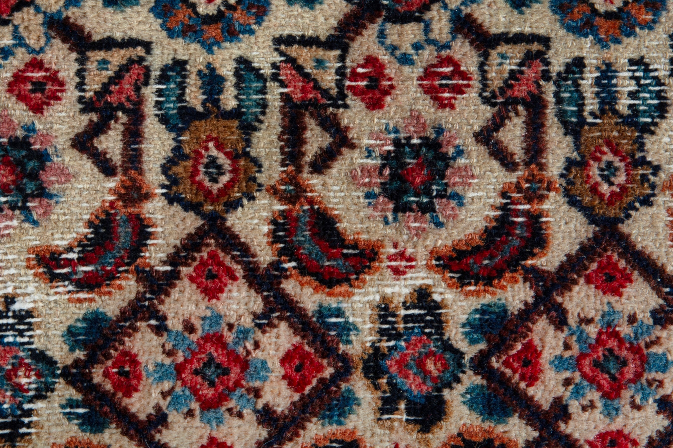 Persian Birjand oversized rug in cream and burgundy, view 15 of 20