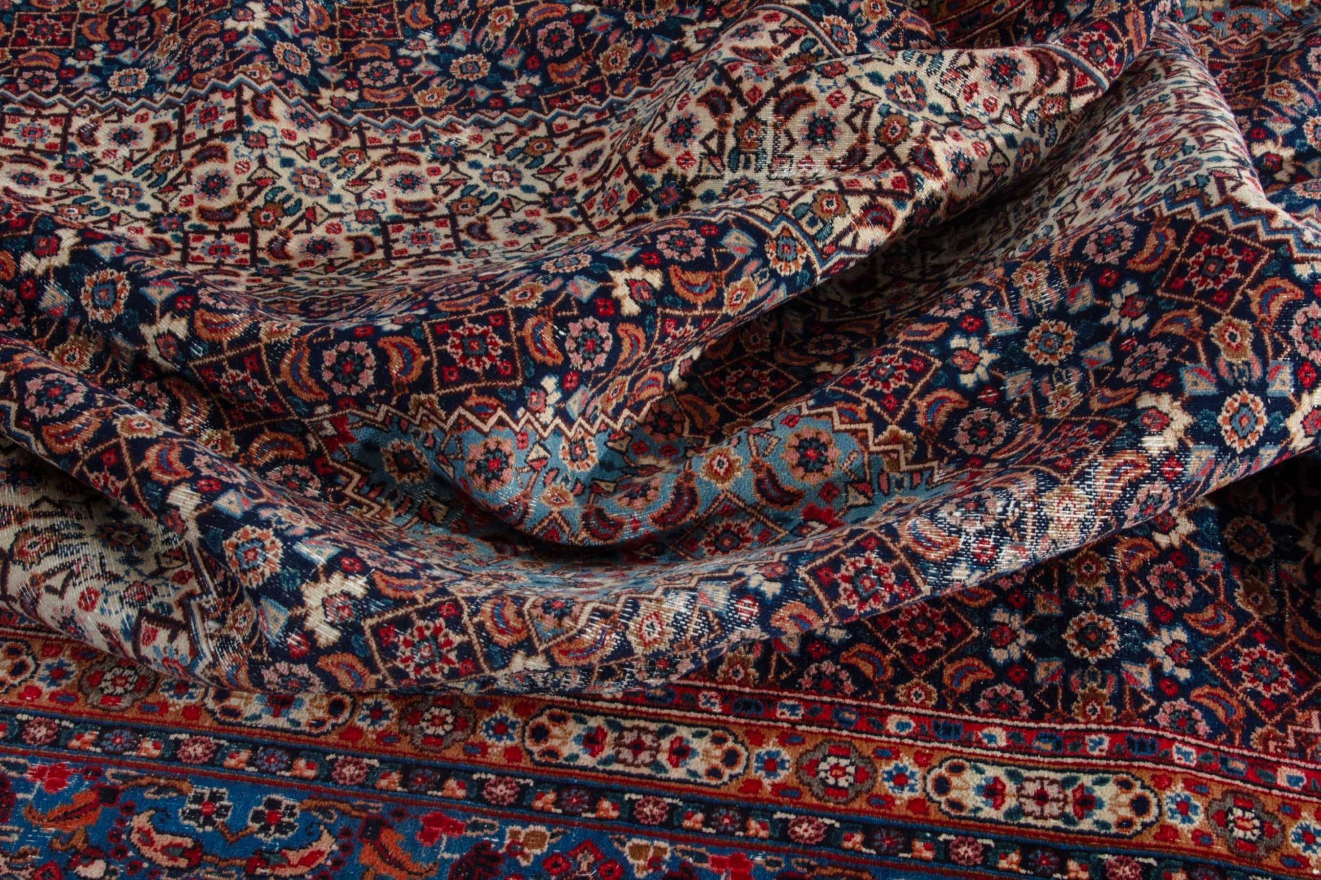 Persian Birjand oversized rug in cream and burgundy, view 16 of 20