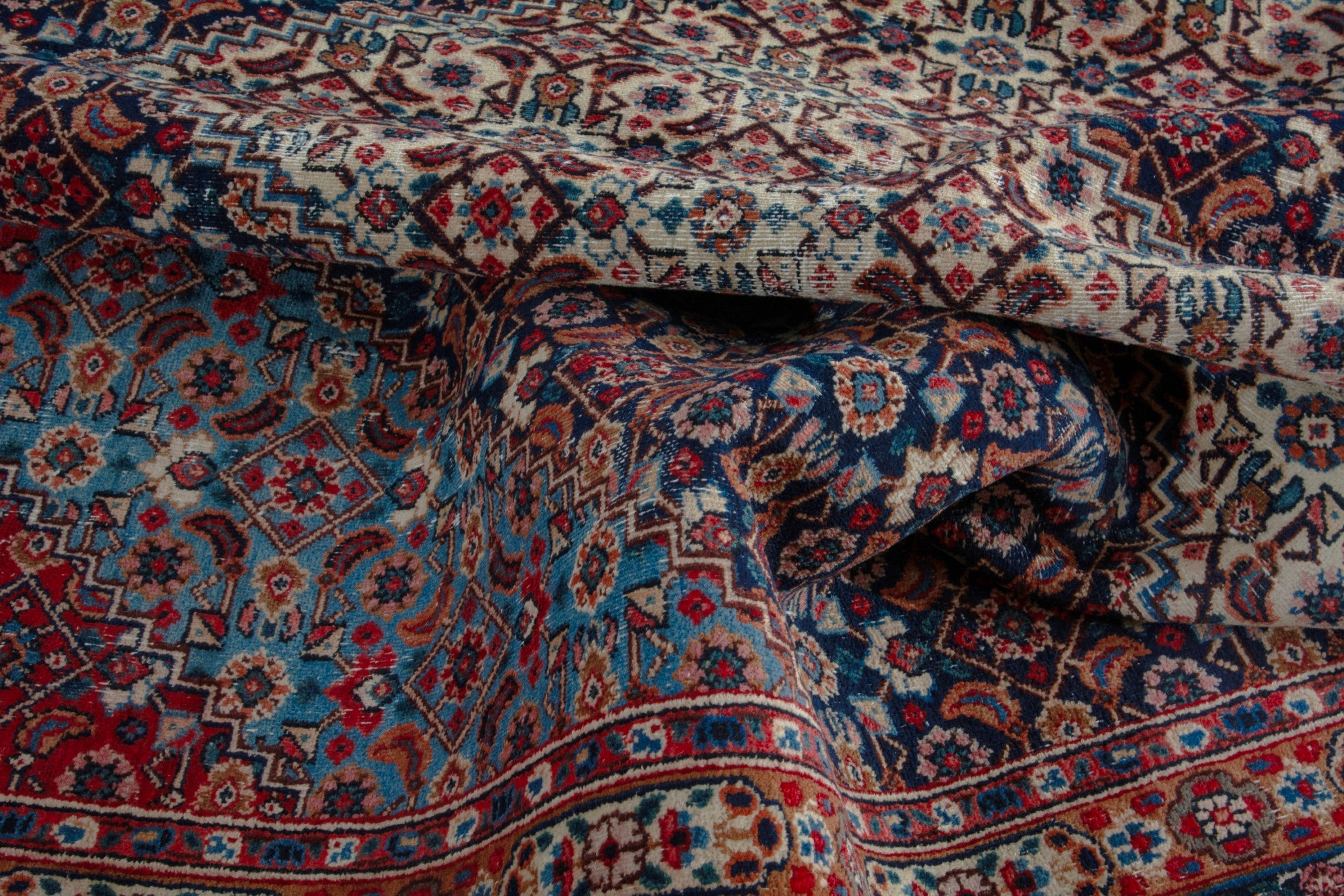 Persian Birjand oversized rug in cream and burgundy, view 17 of 20