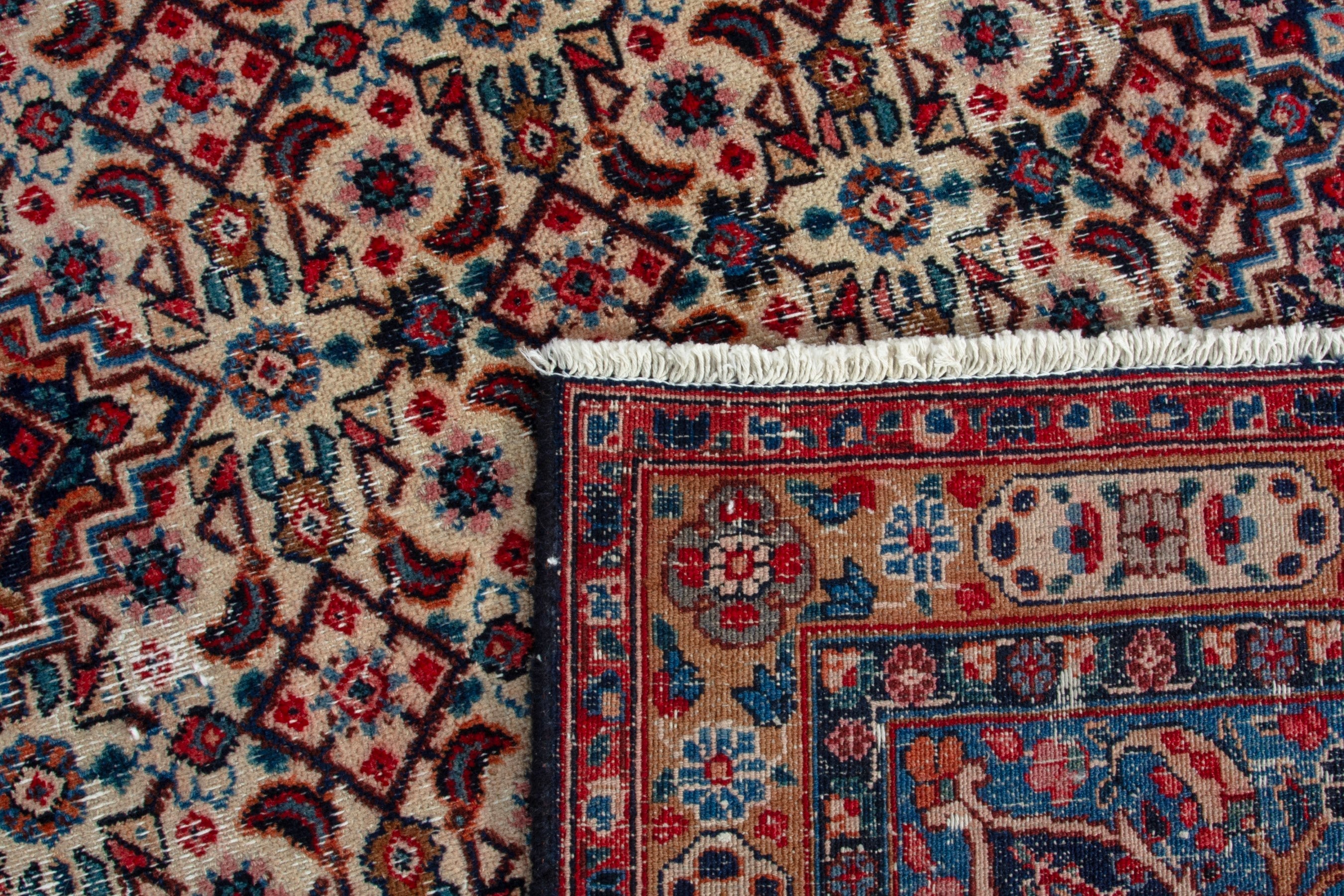 Persian Birjand oversized rug in cream and burgundy, view 20 of 20