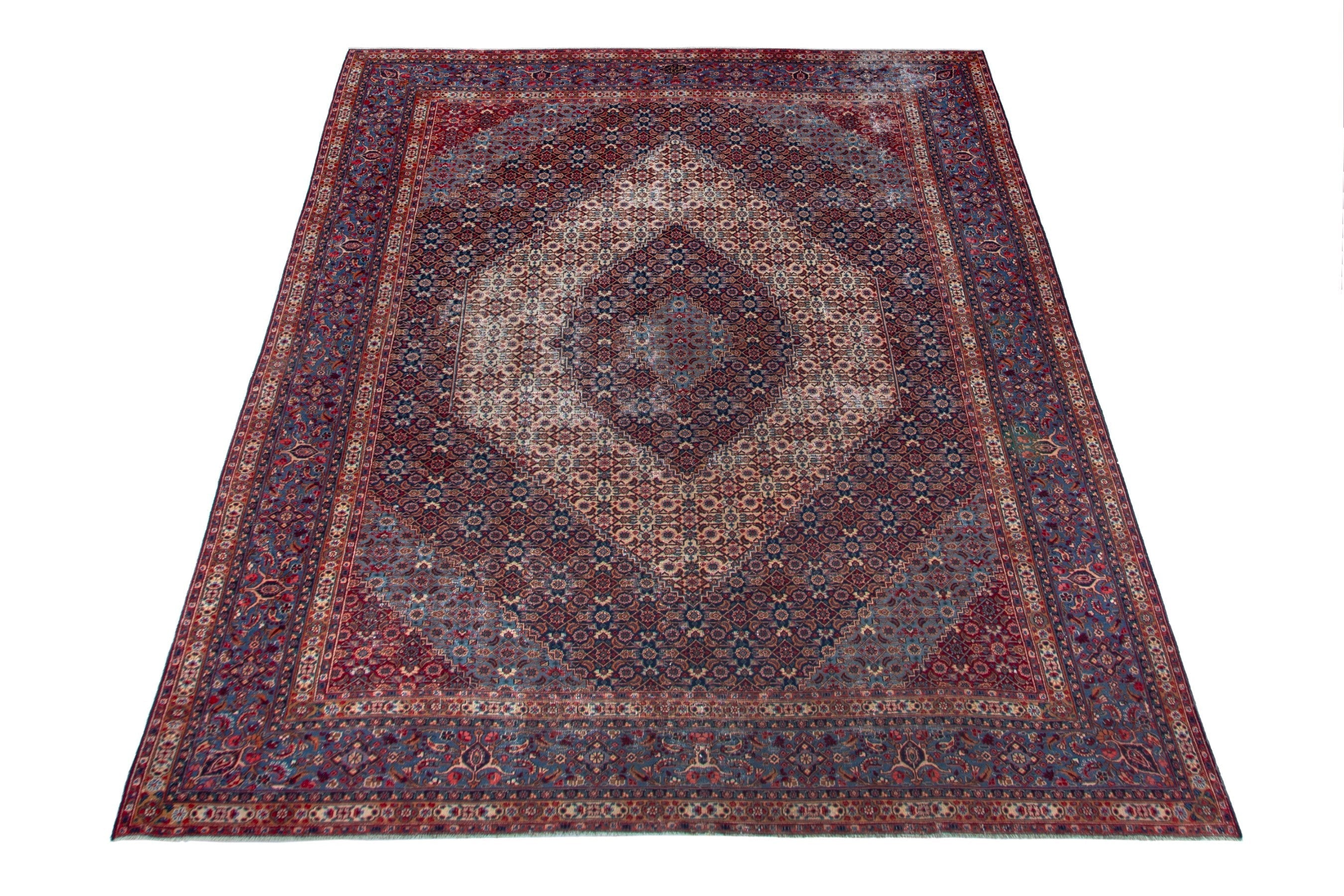 Persian Birjand oversized rug in cream and burgundy, view 3 of 20