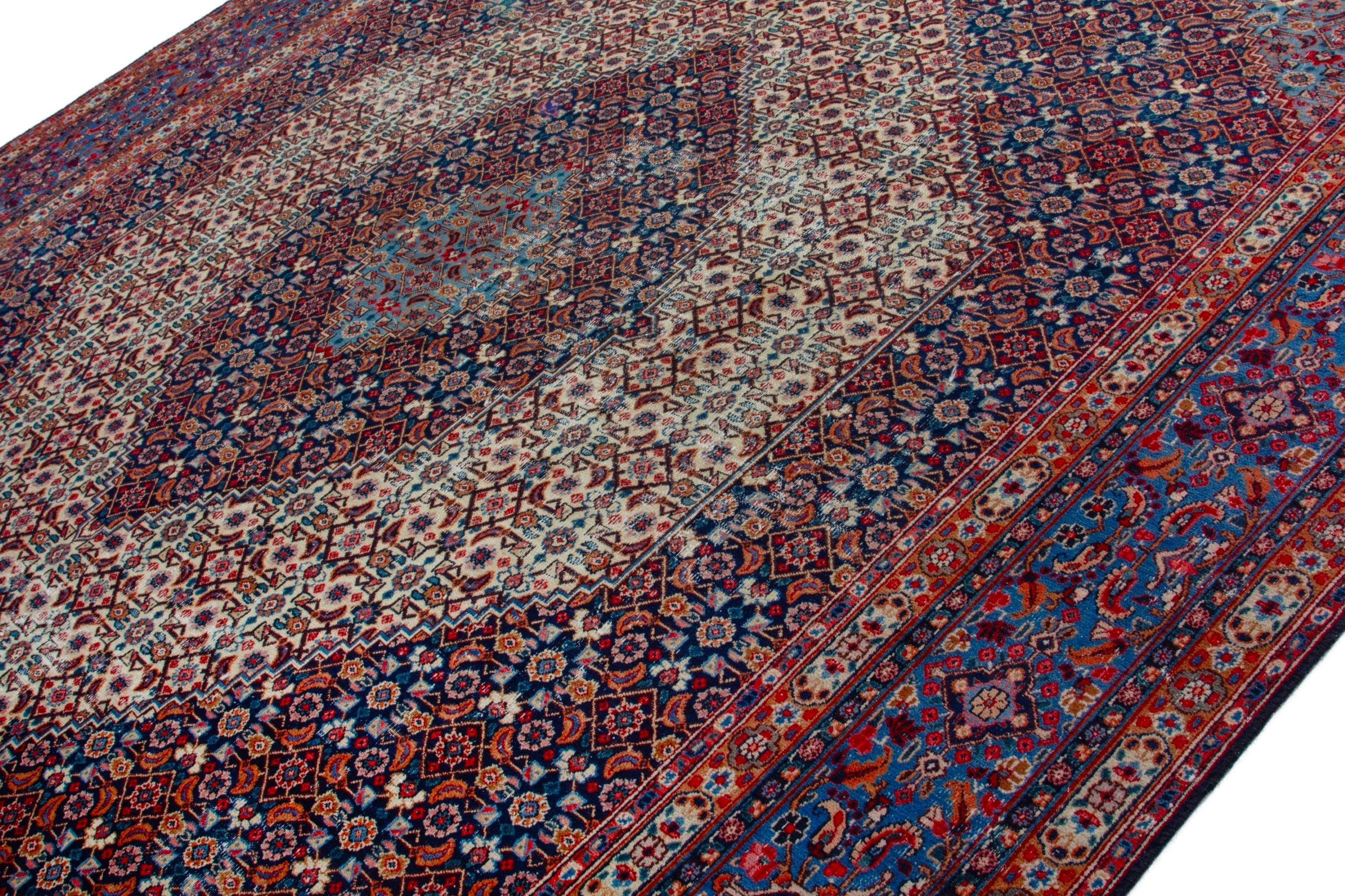 Persian Birjand oversized rug in cream and burgundy, view 5 of 20