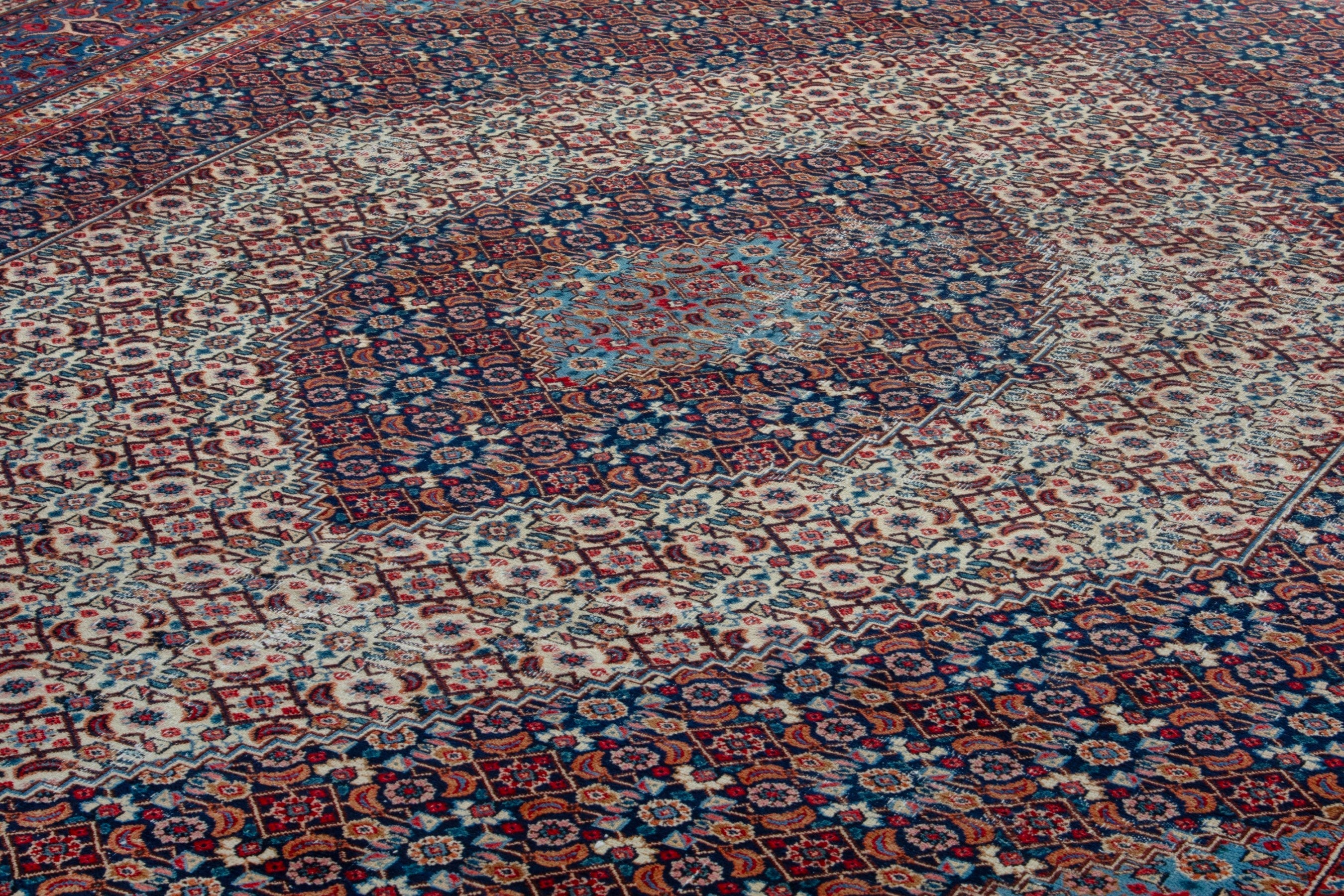 Persian Birjand oversized rug in cream and burgundy, view 8 of 20