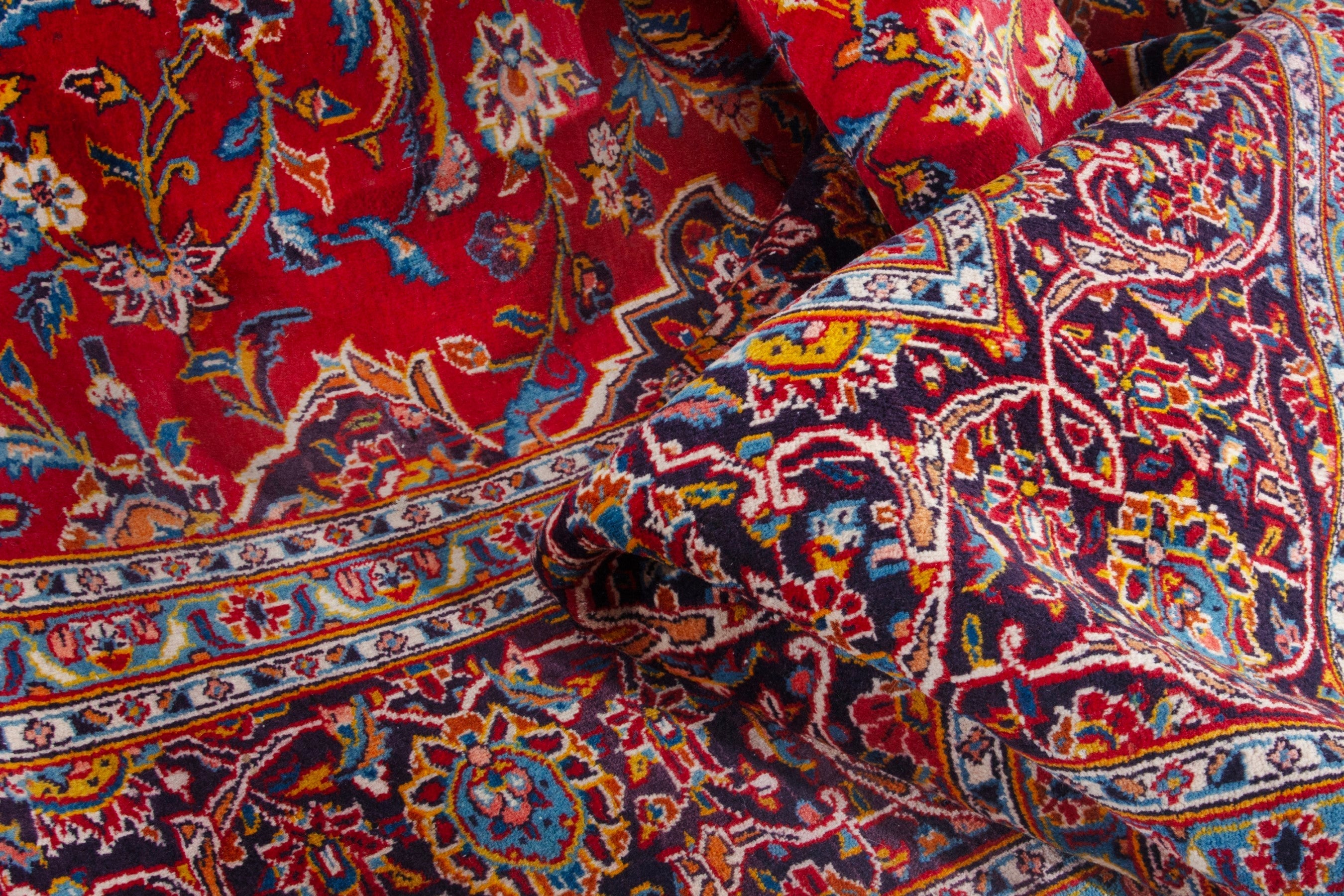Persian Kashan oversized rug in deep red and burgundy, view 15 of 19