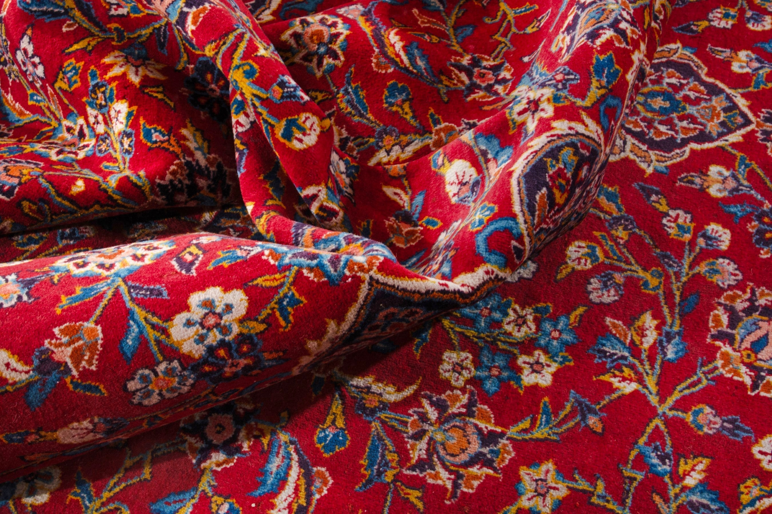 Persian Kashan oversized rug in deep red and burgundy, view 16 of 19