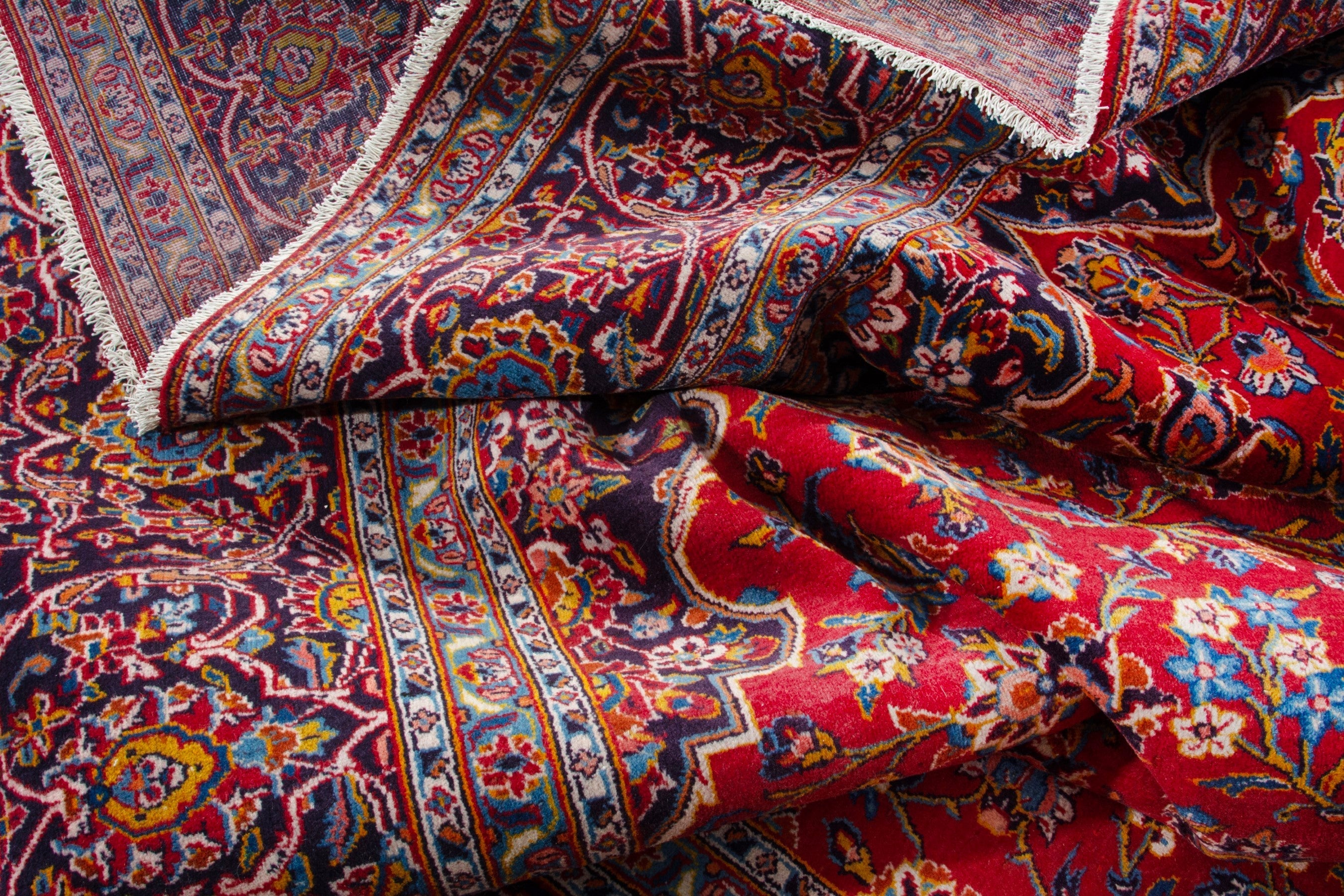 Persian Kashan oversized rug in deep red and burgundy, view 17 of 19