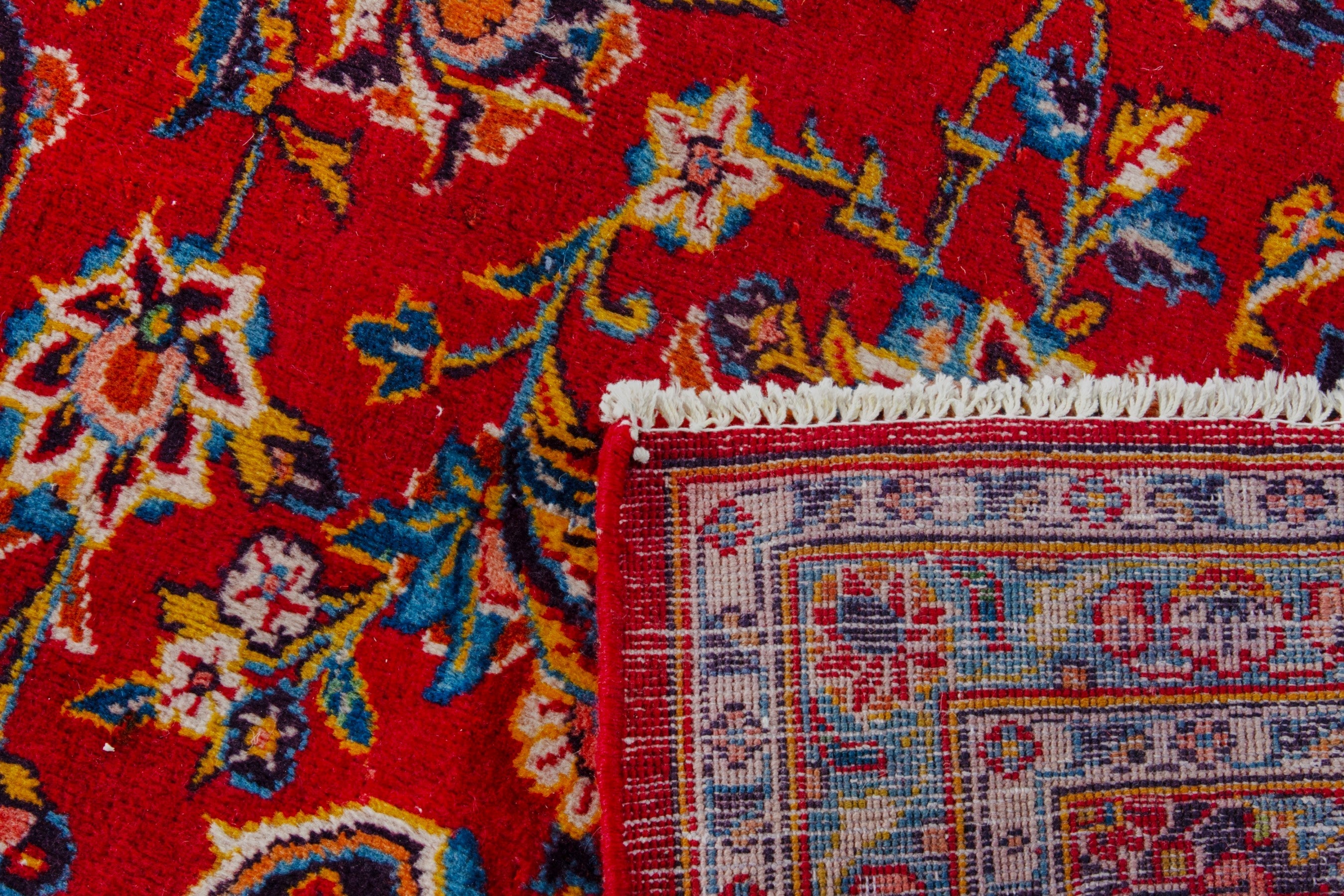 Persian Kashan oversized rug in deep red and burgundy, view 19 of 19