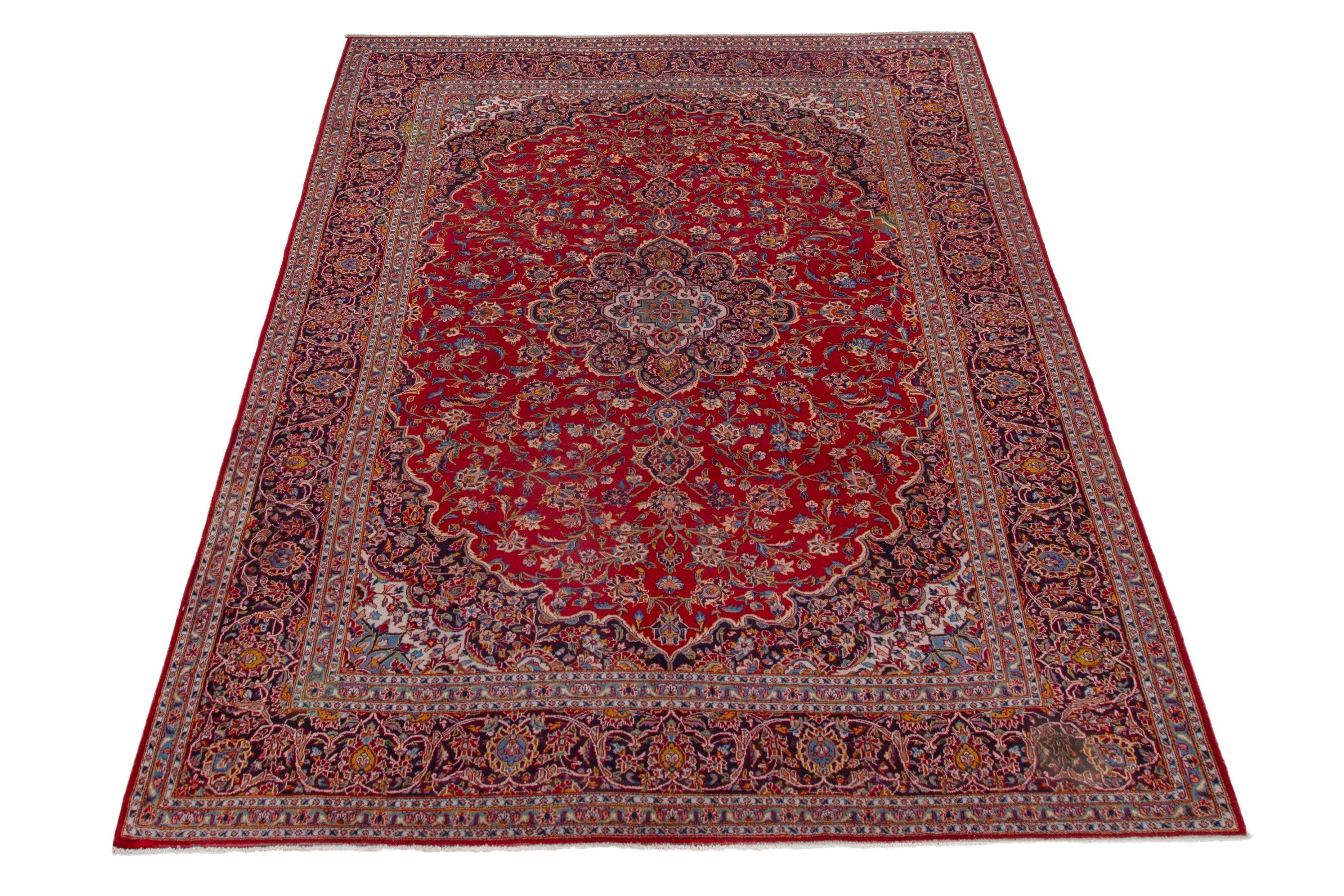 Persian Kashan oversized rug in deep red and burgundy, view 2 of 19