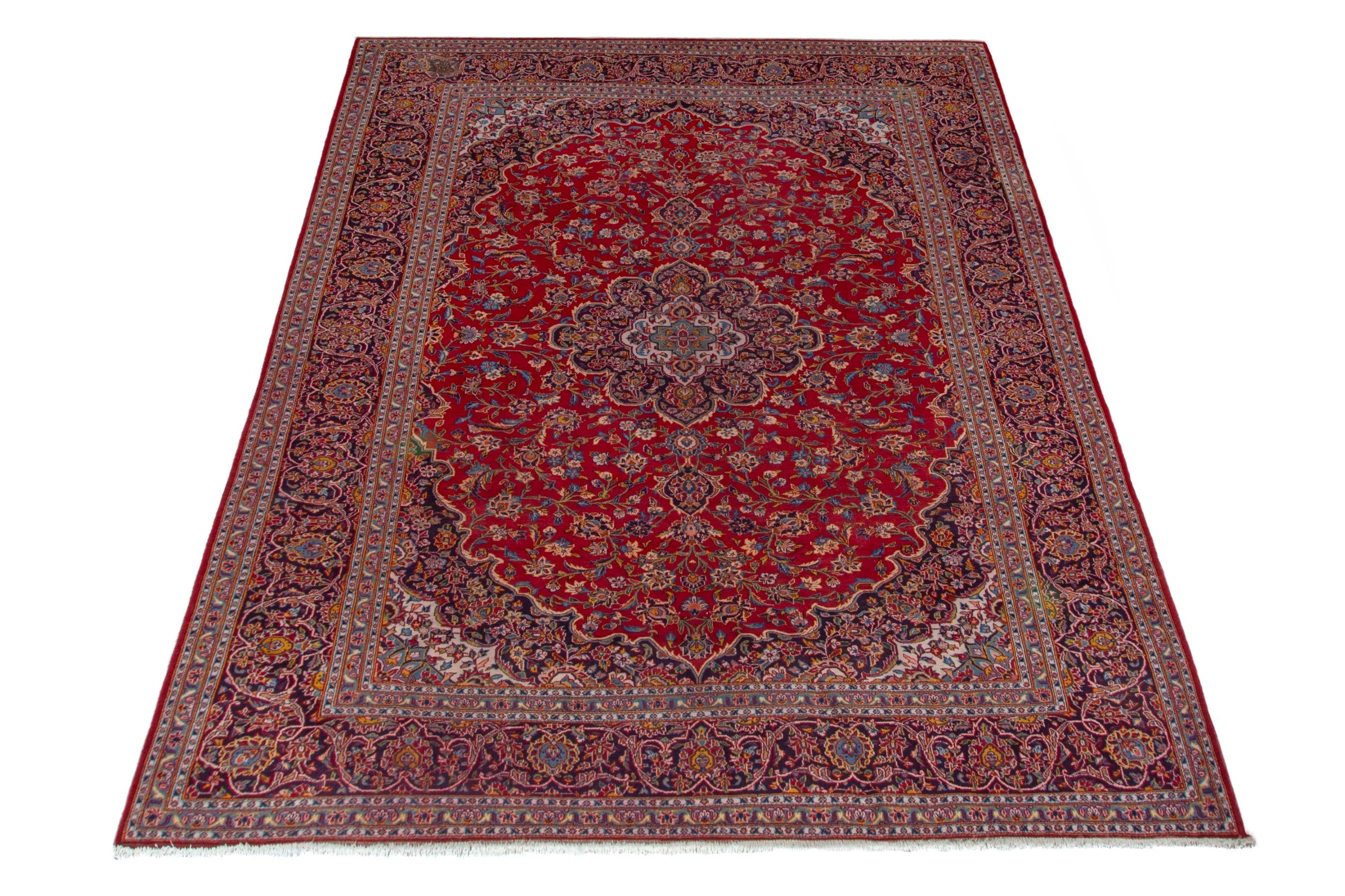 Persian Kashan oversized rug in deep red and burgundy, view 3 of 19