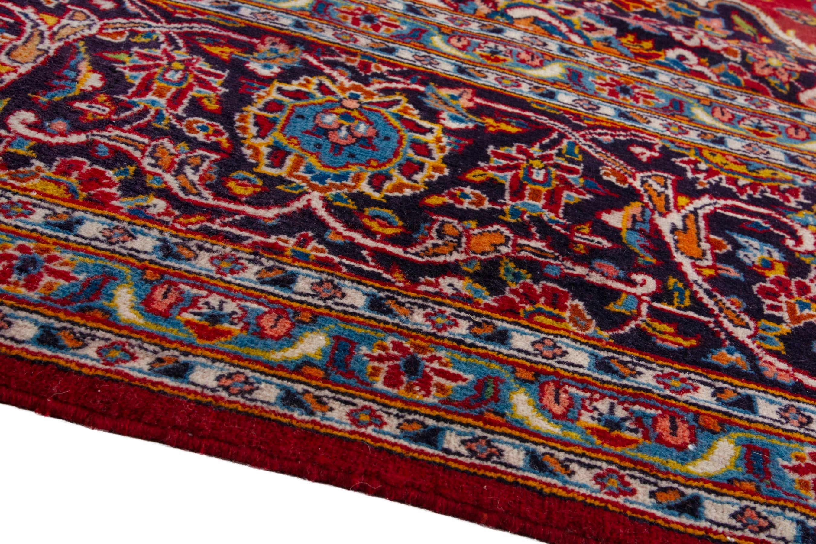Persian Kashan oversized rug in deep red and burgundy, view 6 of 19