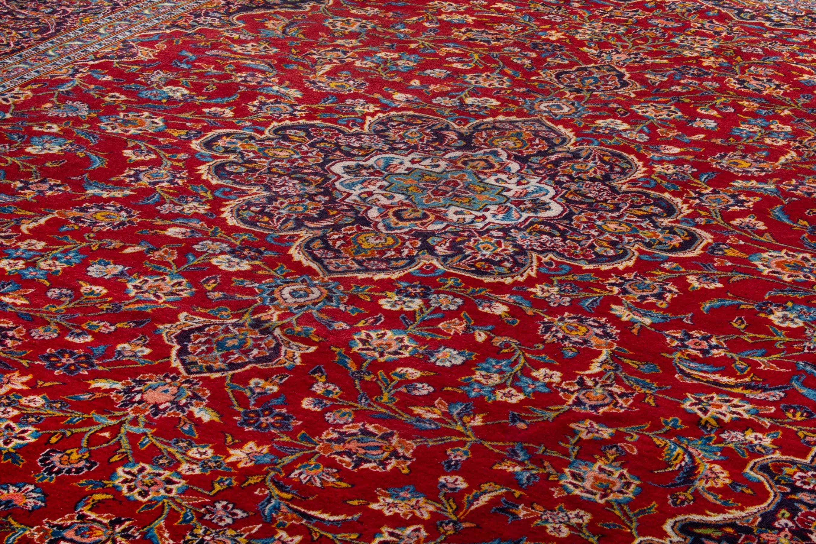 Persian Kashan oversized rug in deep red and burgundy, view 8 of 19