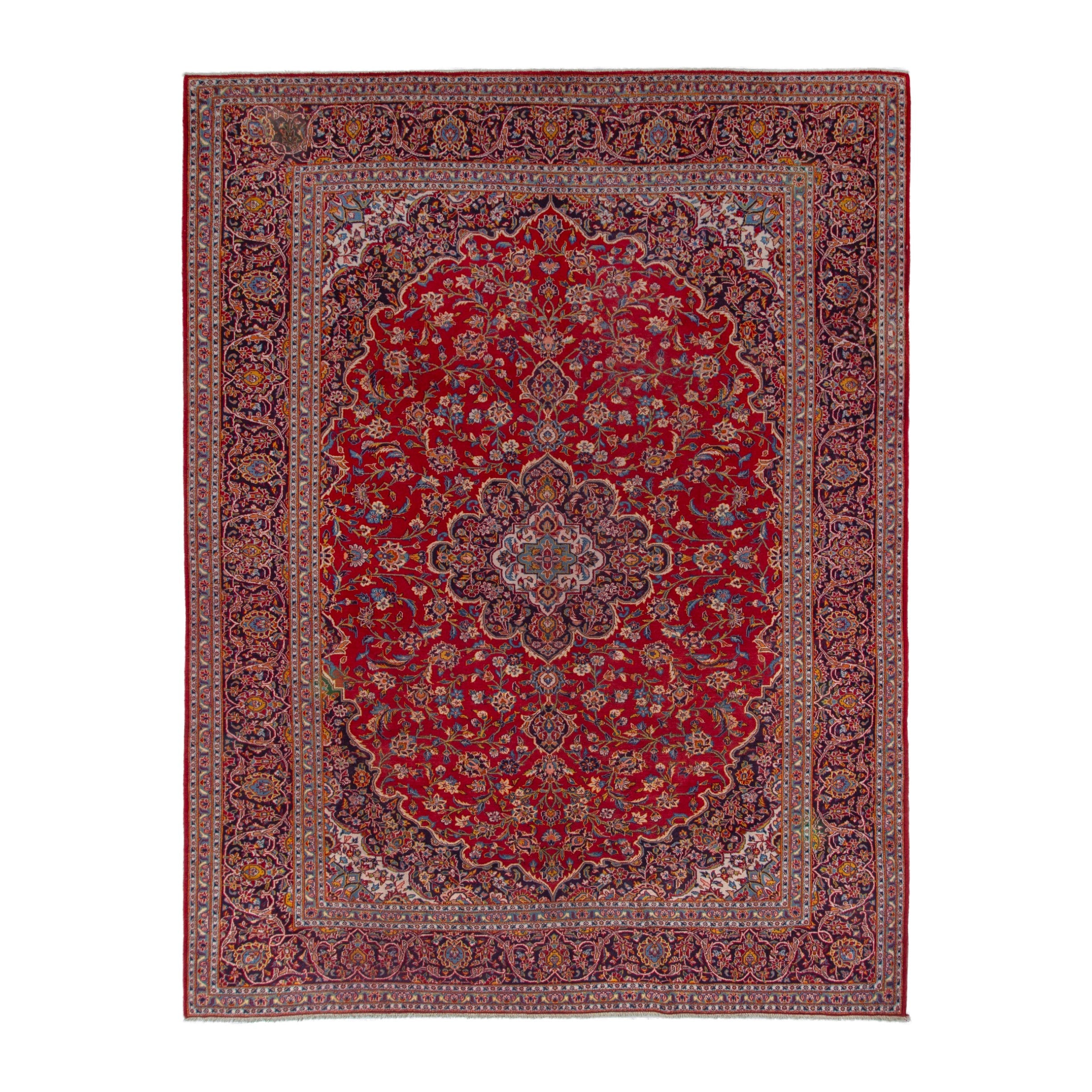 Persian Kashan oversized rug in deep red and burgundy, 10'2" x 12'10"