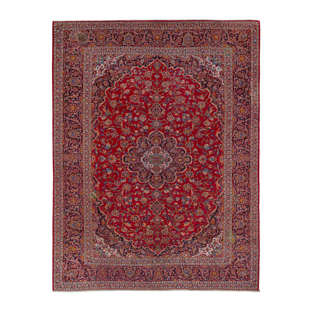 Persian Kashan oversized rug in deep red and burgundy, 10'2" x 12'10"