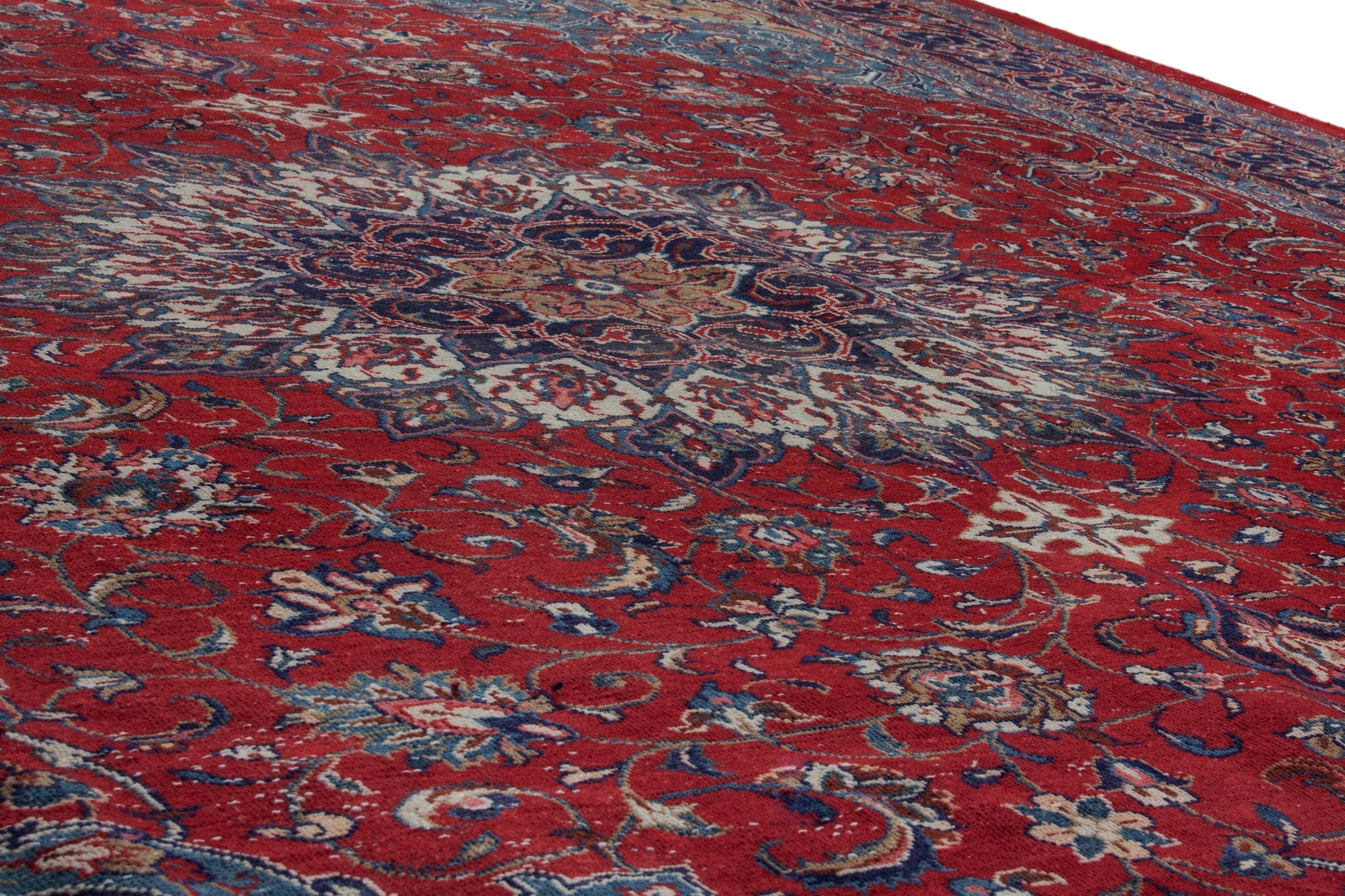 Persian Arak oversized rug in deep red and burgundy, view 9 of 20