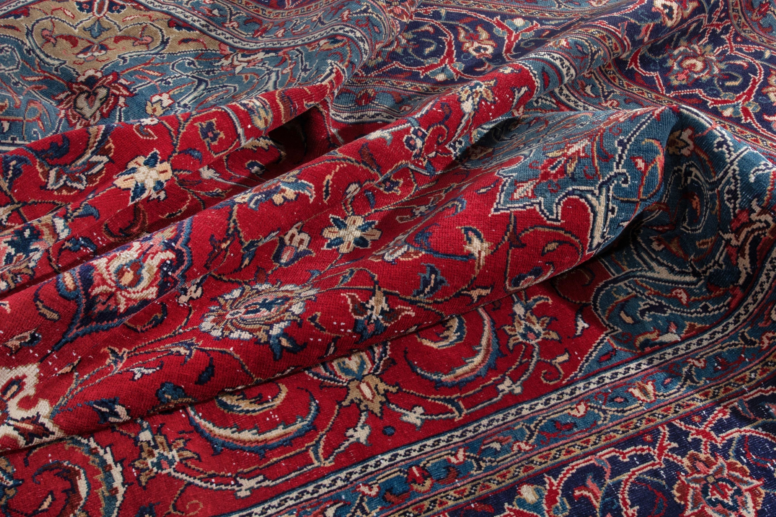 Persian Arak oversized rug in deep red and burgundy, view 16 of 20