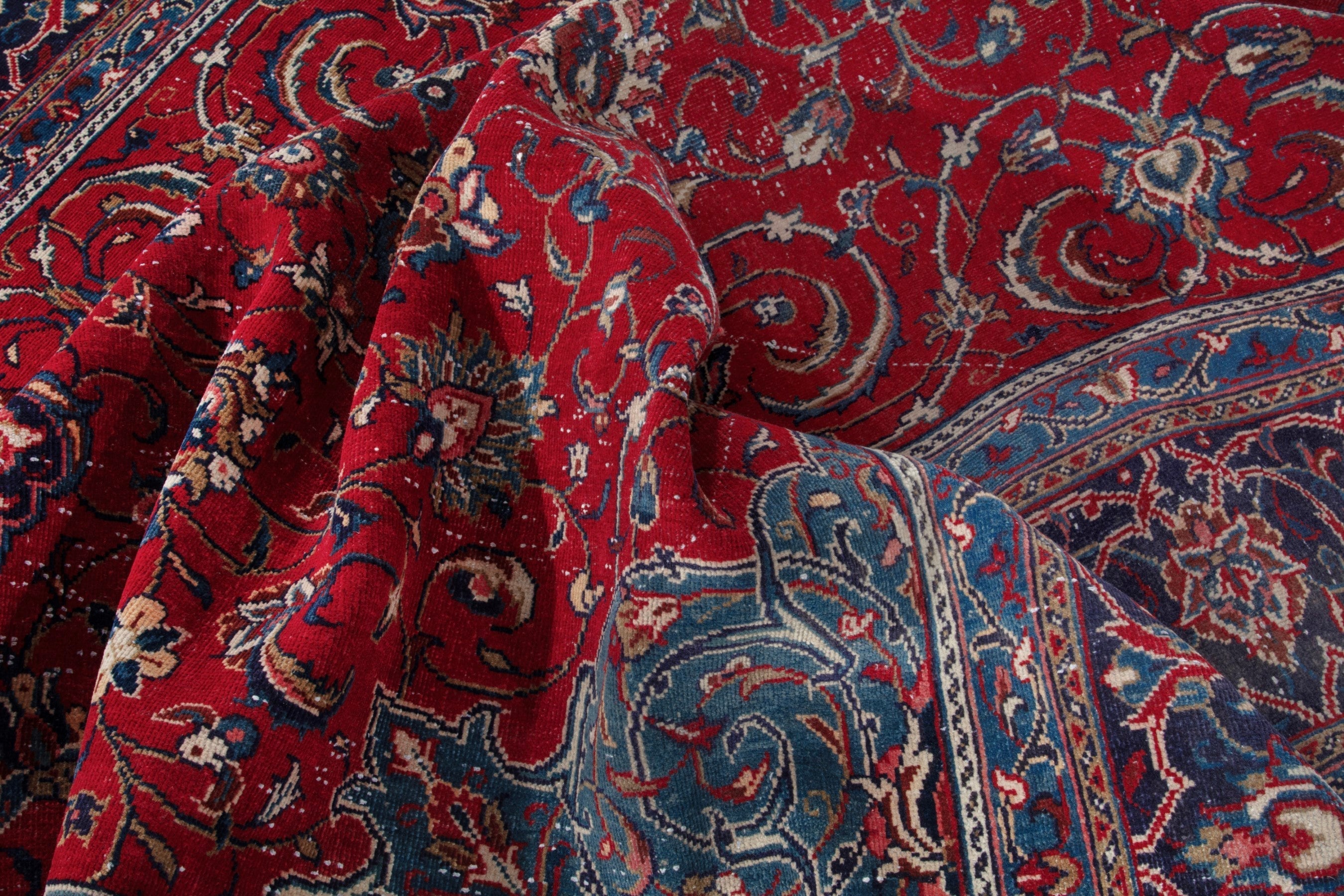 Persian Arak oversized rug in deep red and burgundy, view 17 of 20