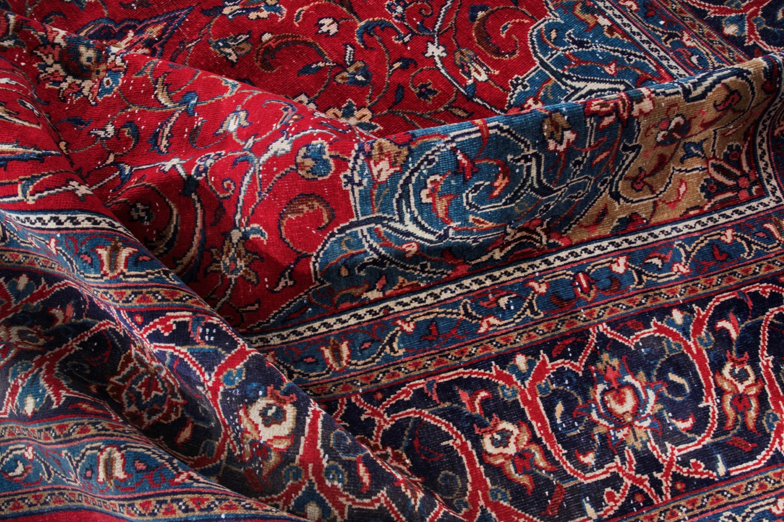 Persian Arak oversized rug in deep red and burgundy, view 18 of 20
