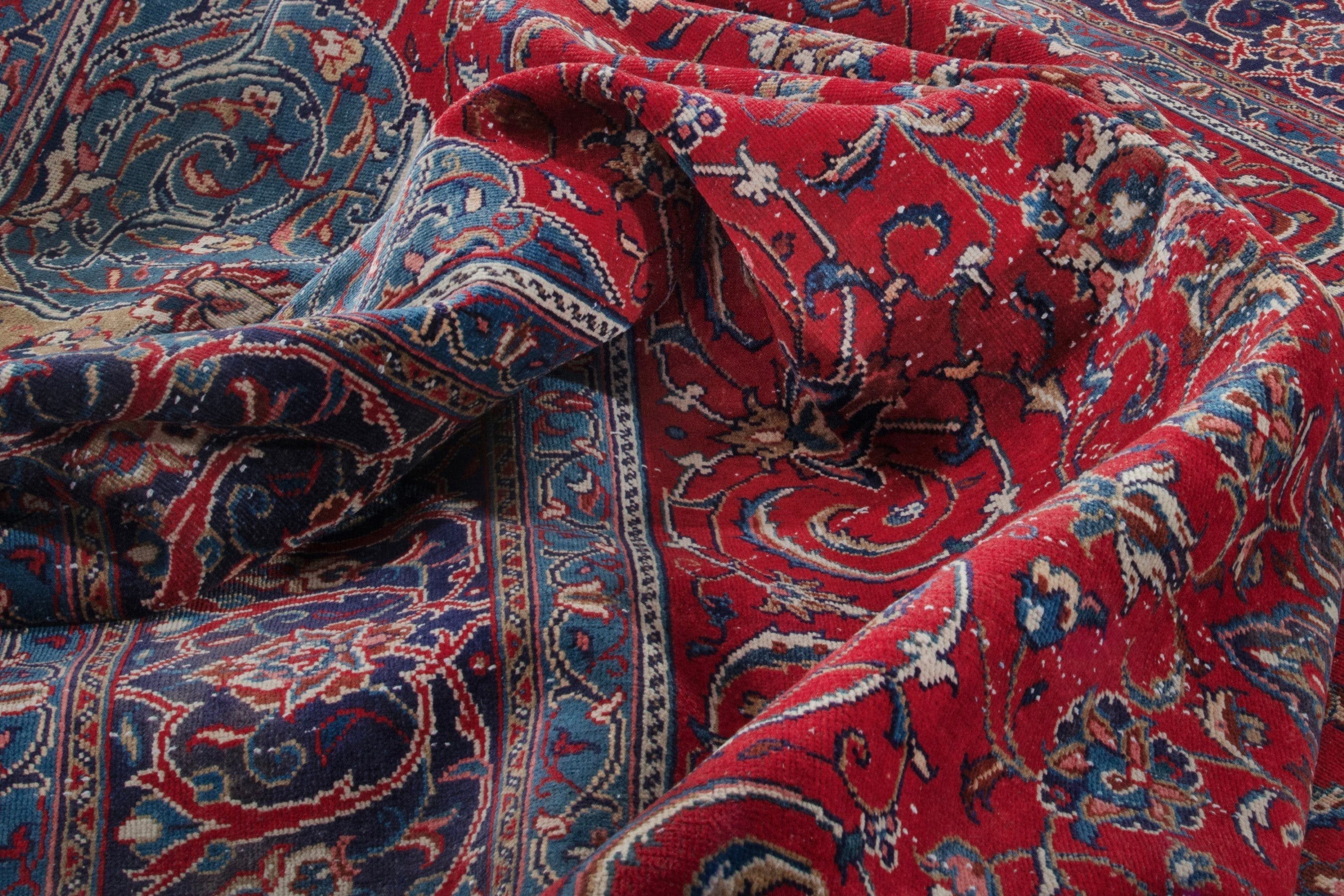 Persian Arak oversized rug in deep red and burgundy, view 19 of 20