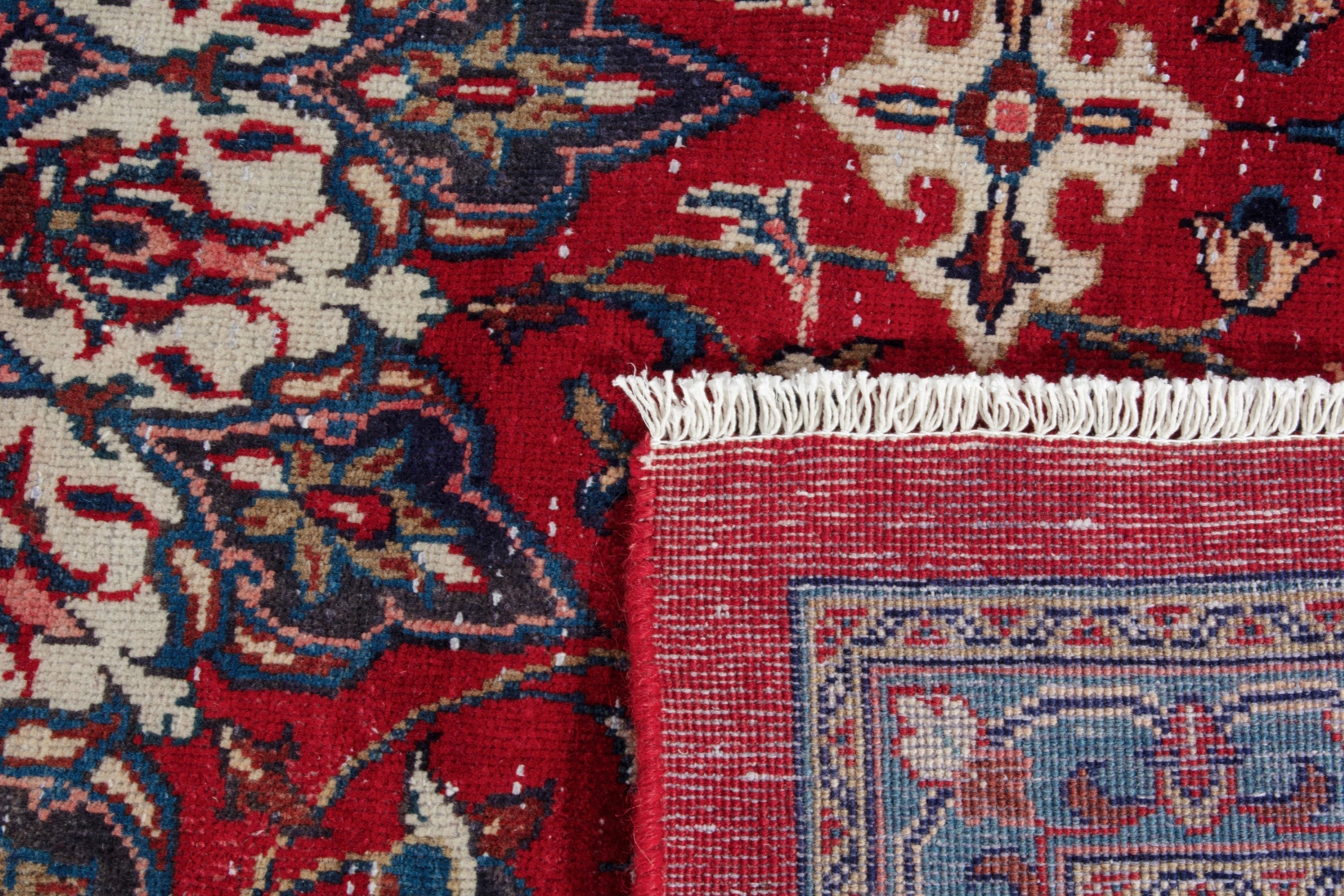 Persian Arak oversized rug in deep red and burgundy, view 20 of 20