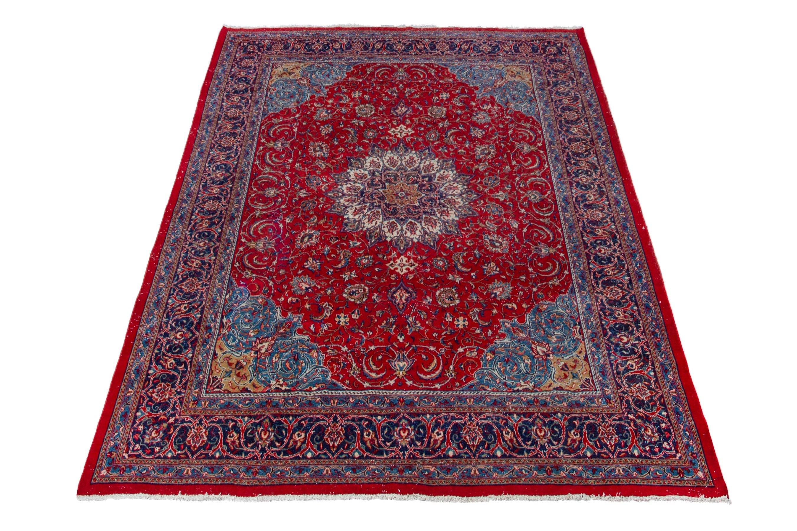 Persian Arak oversized rug in deep red and burgundy, view 3 of 20
