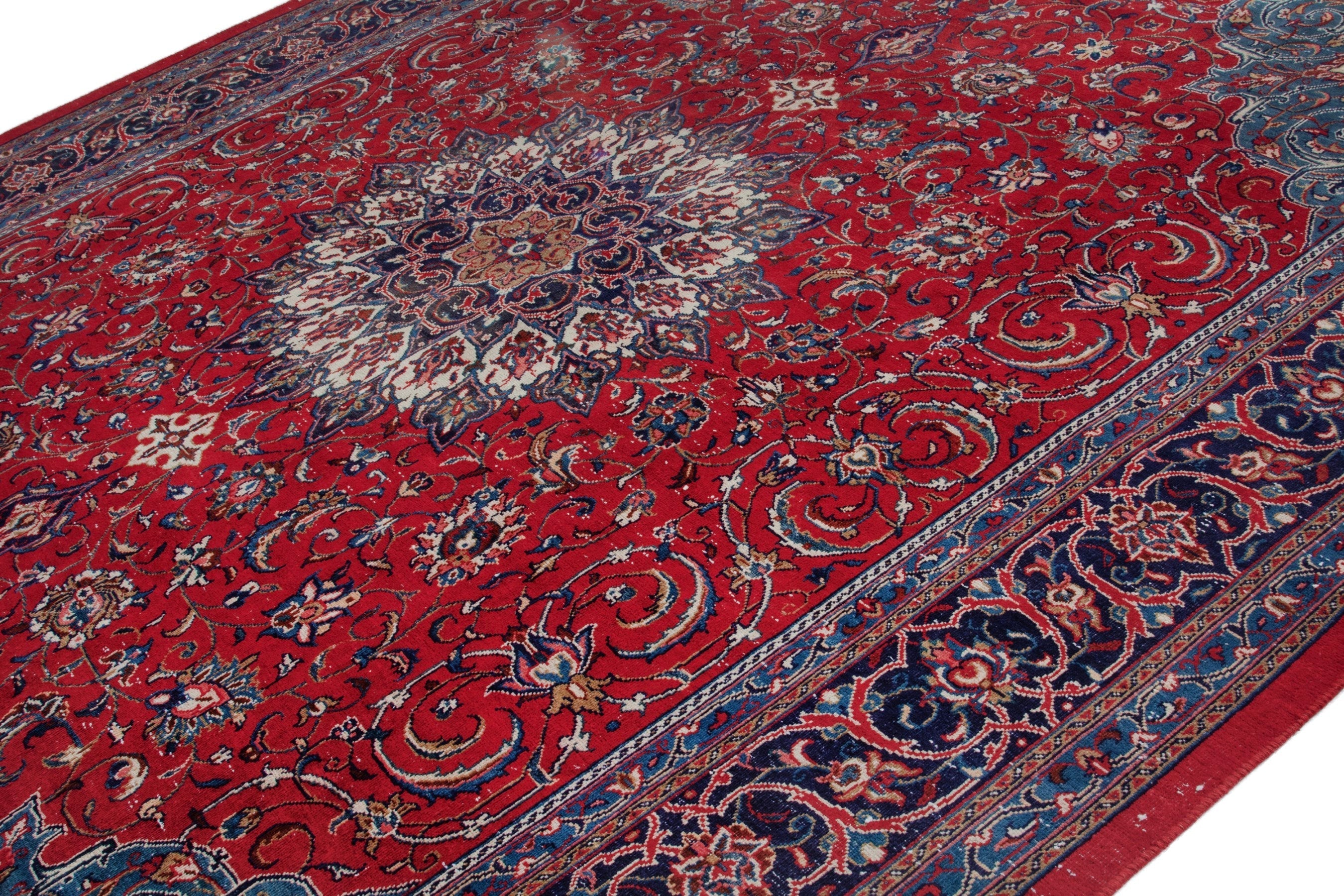 Persian Arak oversized rug in deep red and burgundy, view 5 of 20