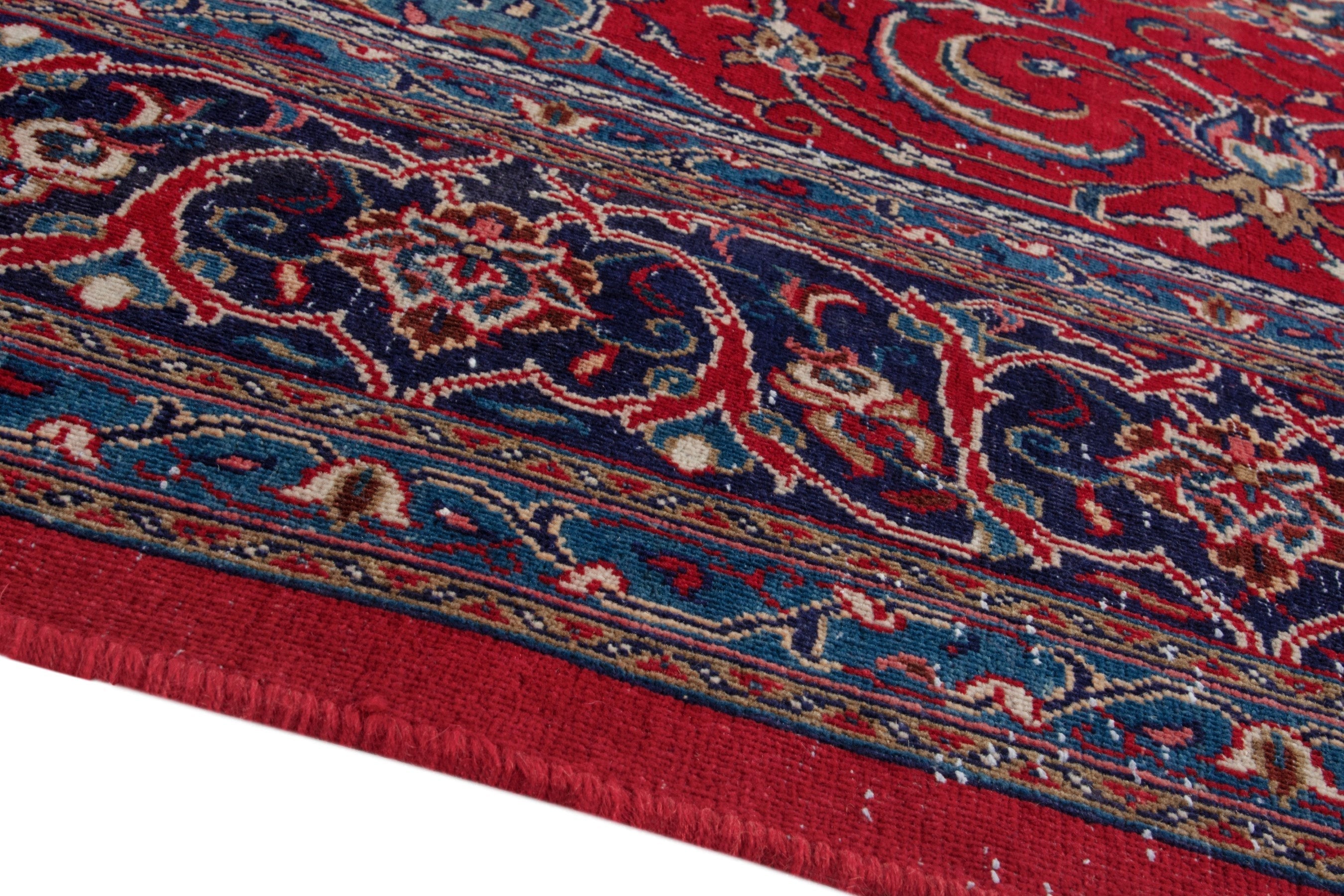 Persian Arak oversized rug in deep red and burgundy, view 6 of 20