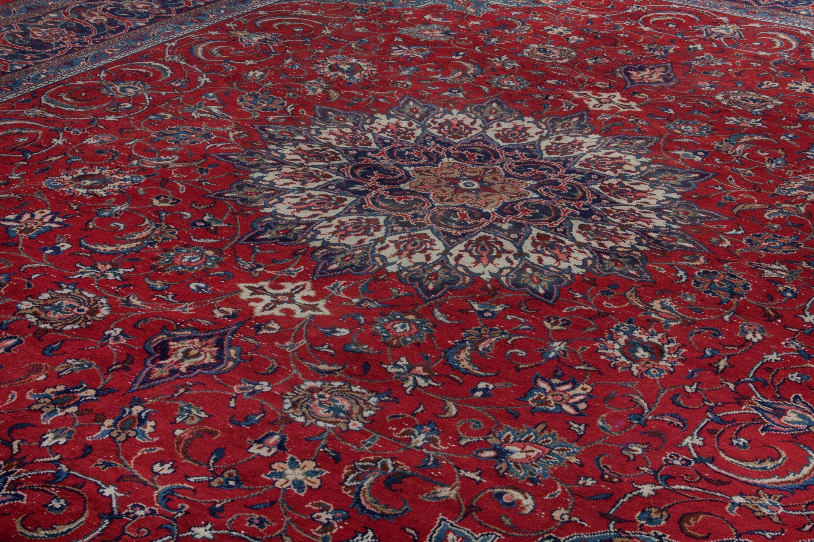 Persian Arak oversized rug in deep red and burgundy, view 8 of 20