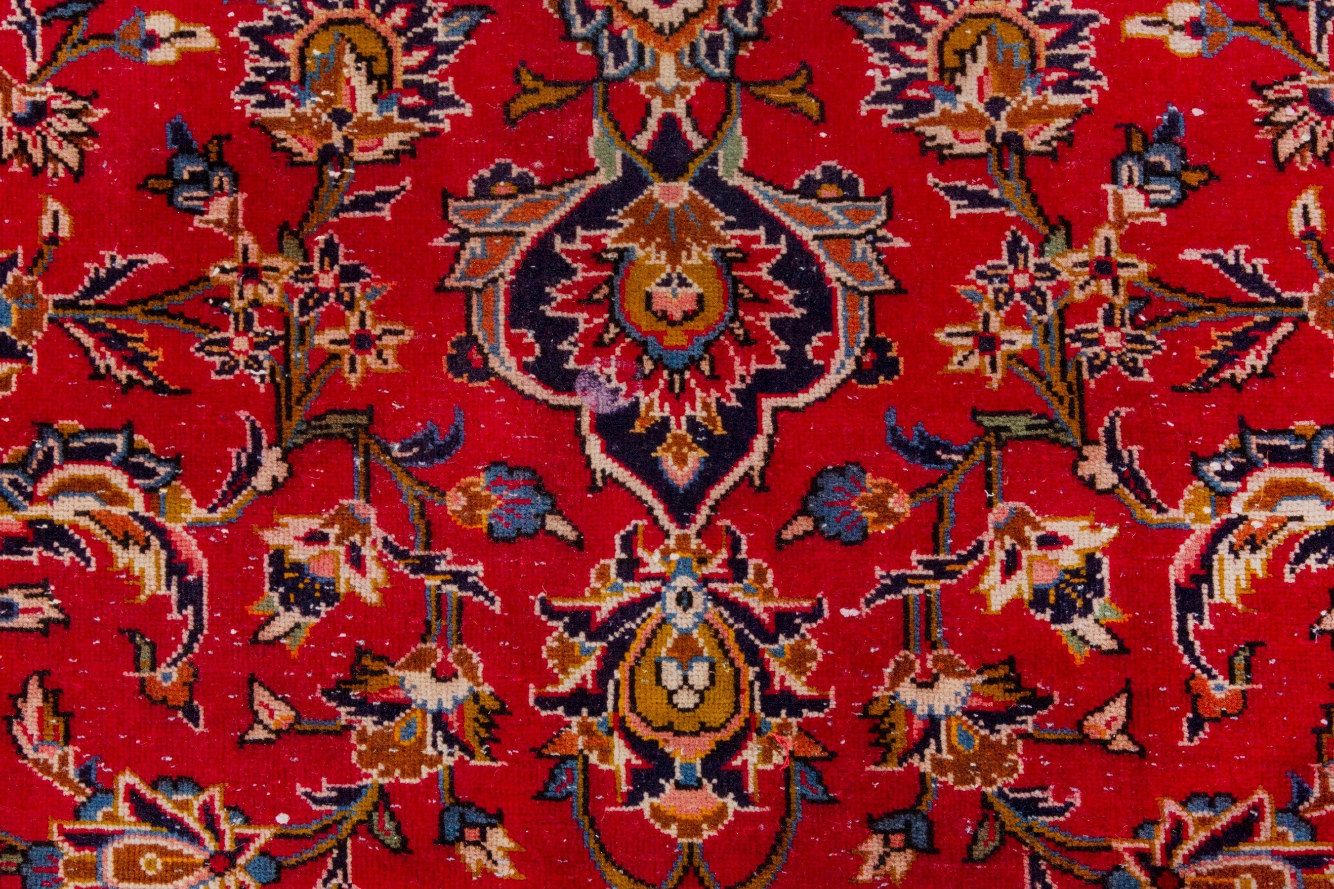 Persian Kashan oversized rug in deep red and navy, view 16 of 23