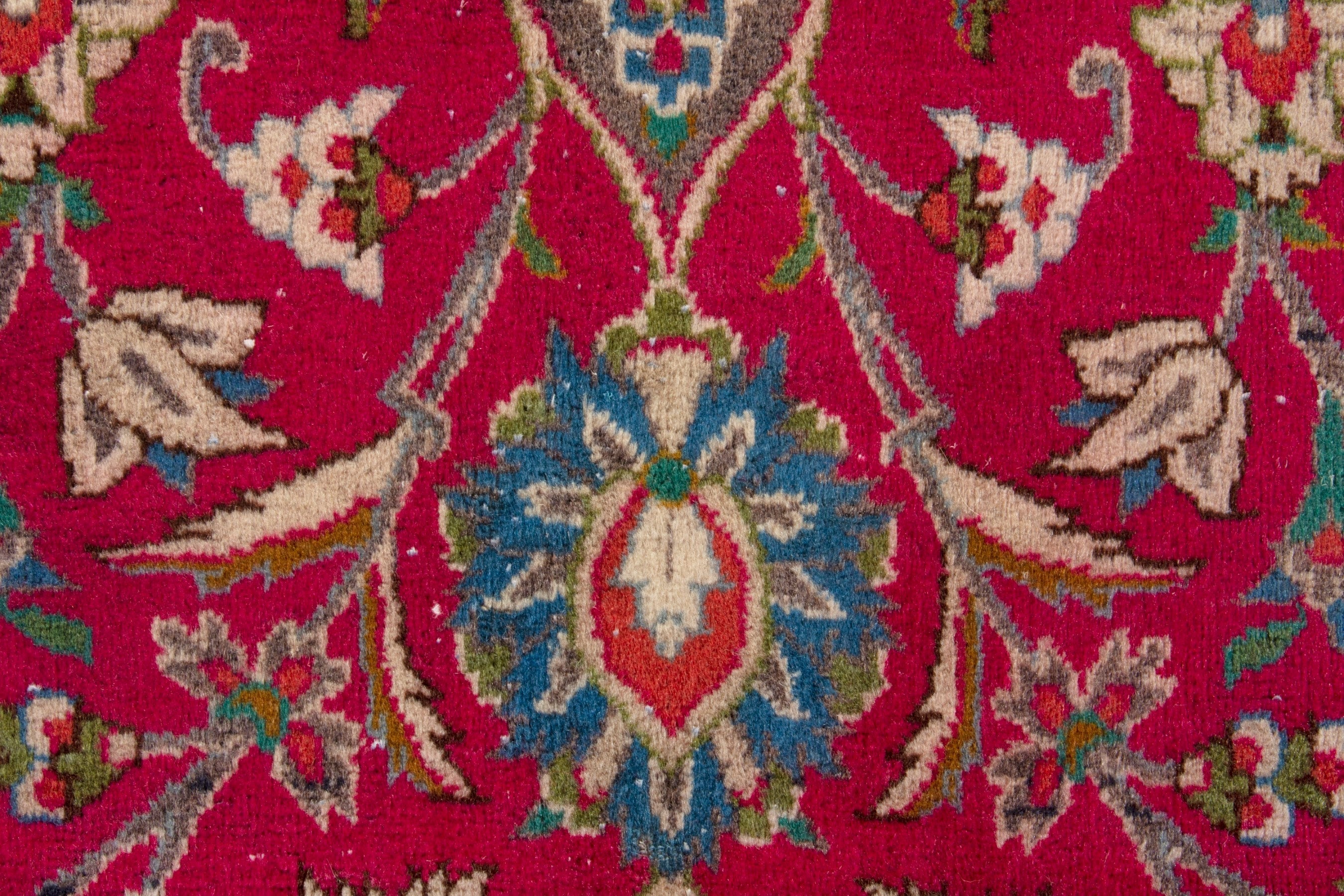Persian Kashmar area rug in burgundy and antique gold, view 12 of 18