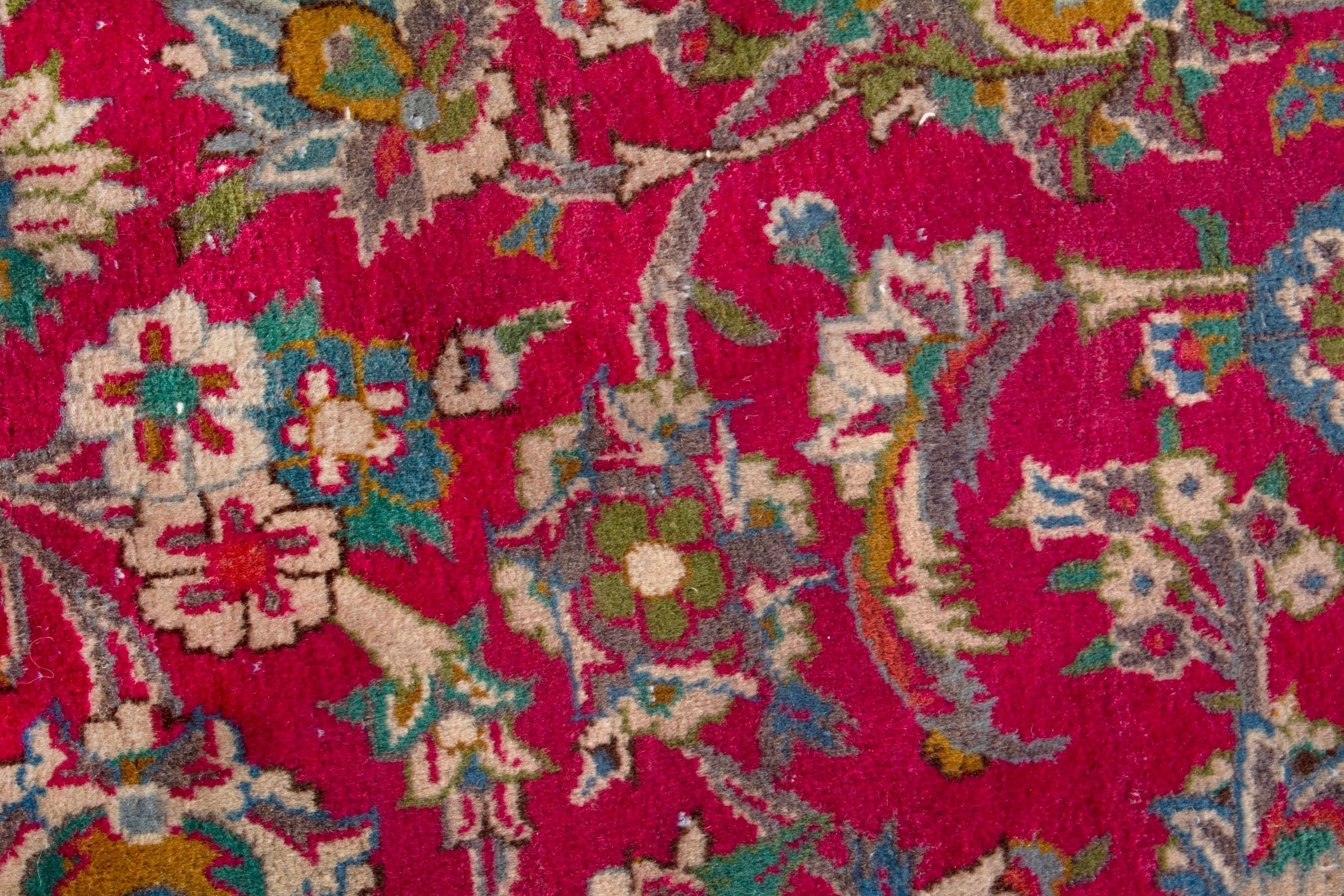 Persian Kashmar area rug in burgundy and antique gold, view 13 of 18