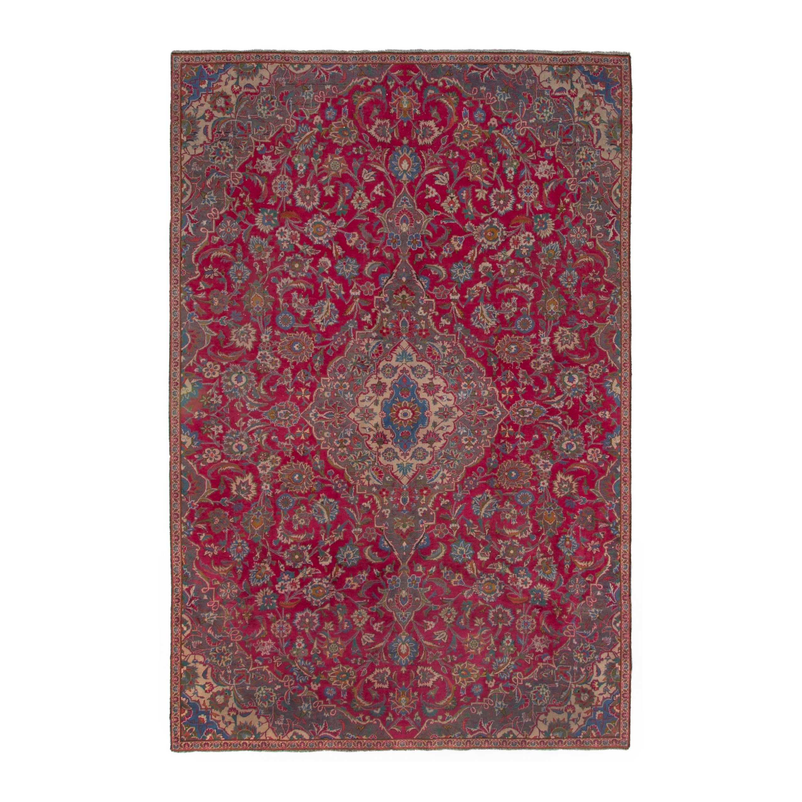 Persian Kashmar area rug in burgundy and antique gold, 6'7" x 10'2"