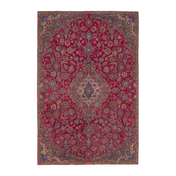 Persian Kashmar area rug in burgundy and antique gold, 6'7" x 10'2"