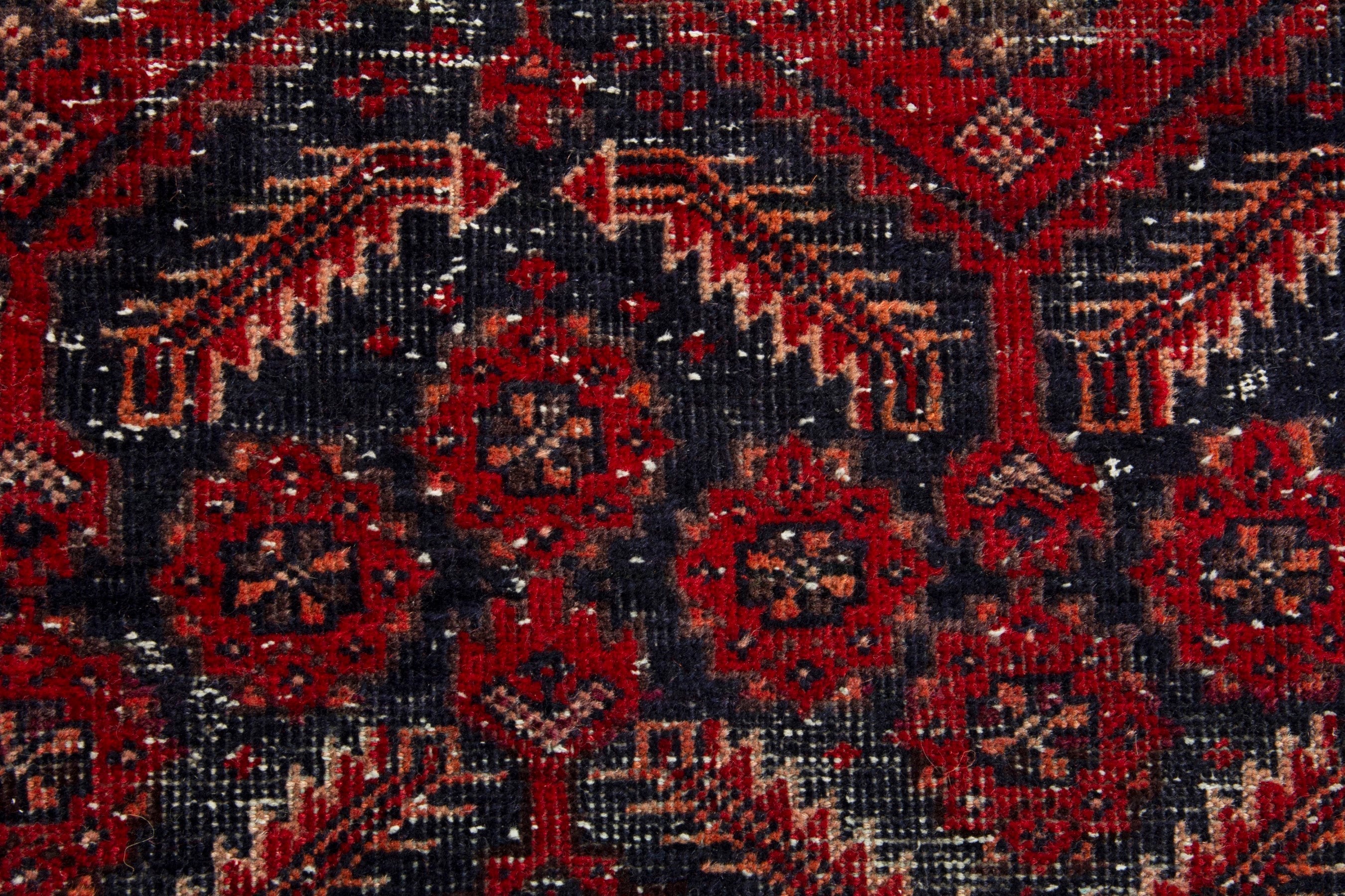 Persian Baluch accent rug in burgundy and deep red, view 13 of 18