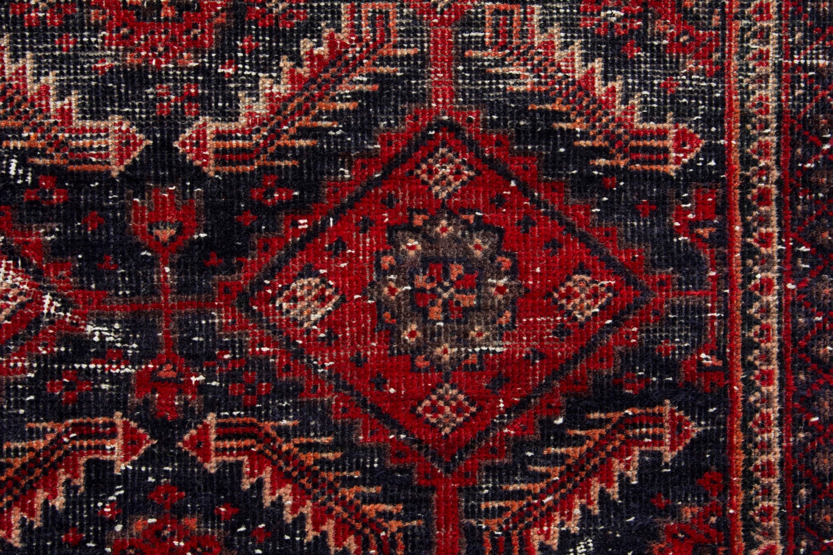 Persian Baluch accent rug in burgundy and deep red, view 14 of 18