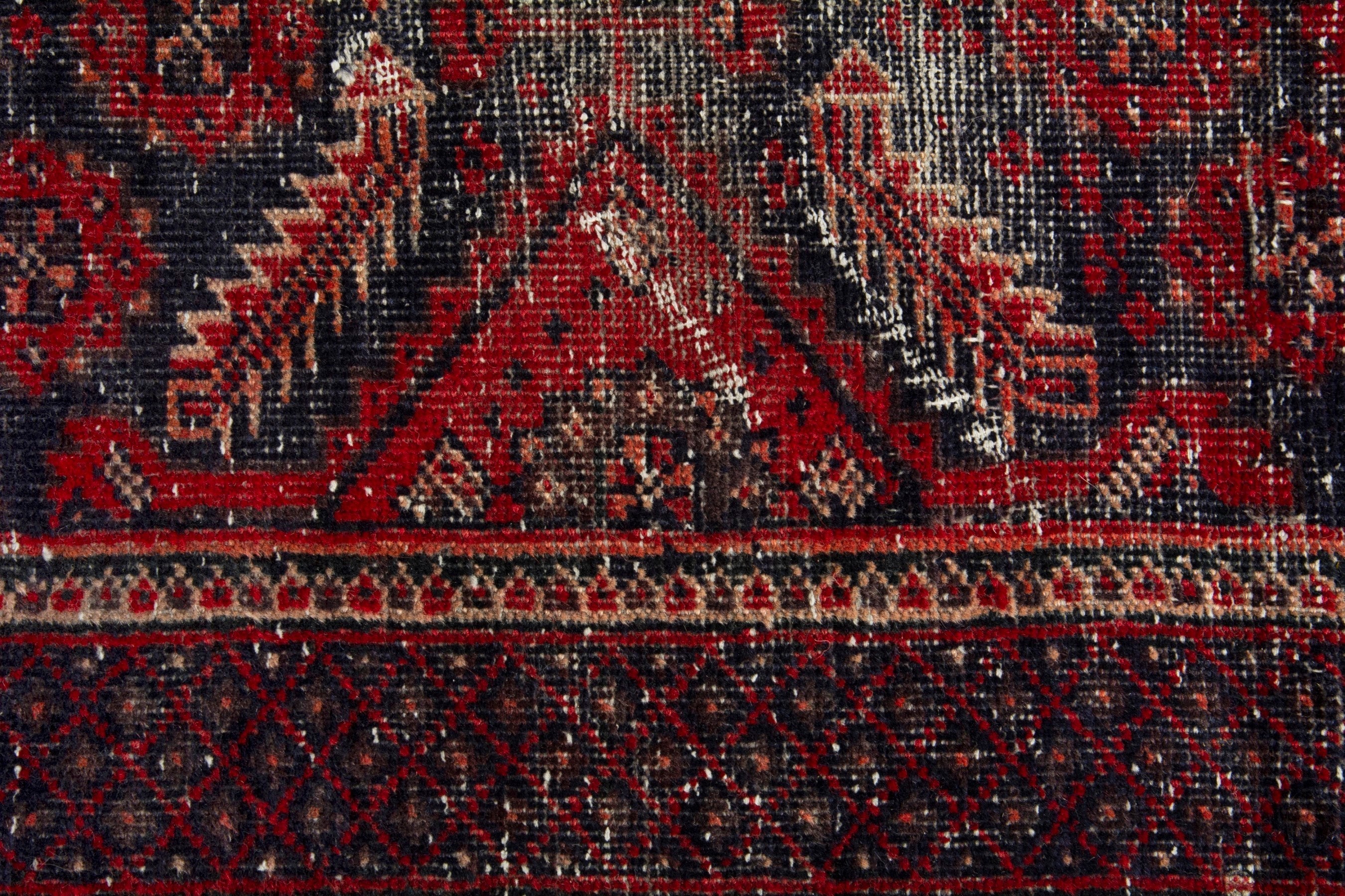 Persian Baluch accent rug in burgundy and deep red, view 12 of 18