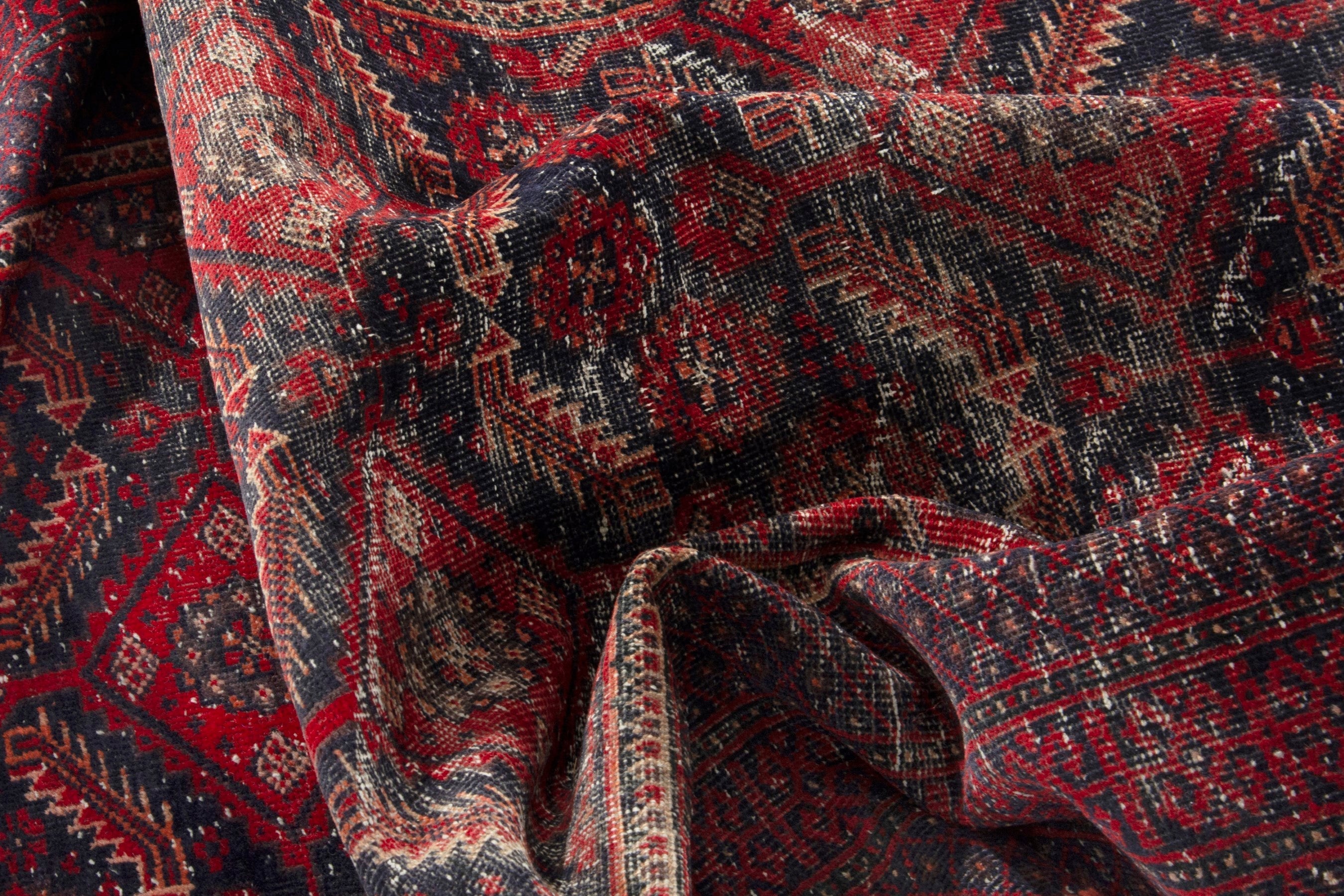 Persian Baluch accent rug in burgundy and deep red, view 16 of 18