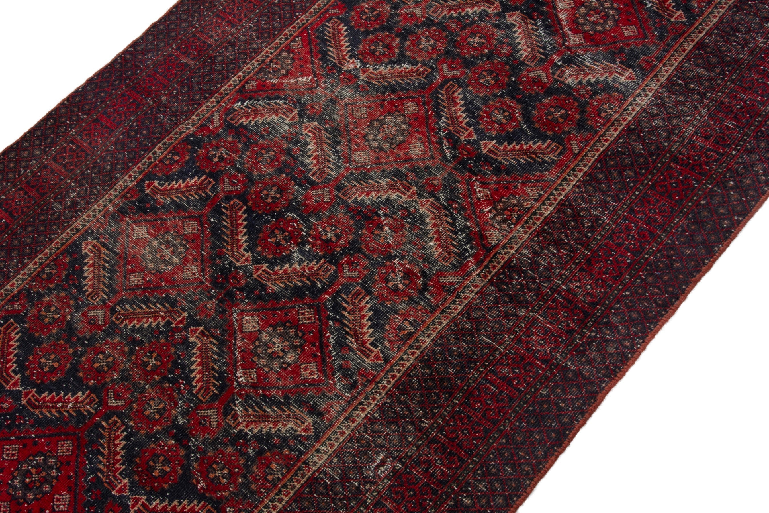 Persian Baluch accent rug in burgundy and deep red, view 5 of 18