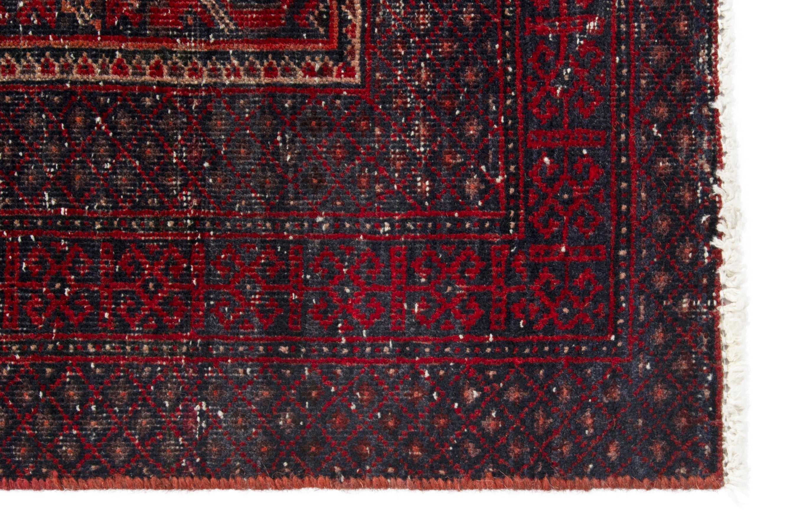Persian Baluch accent rug in burgundy and deep red, view 10 of 18