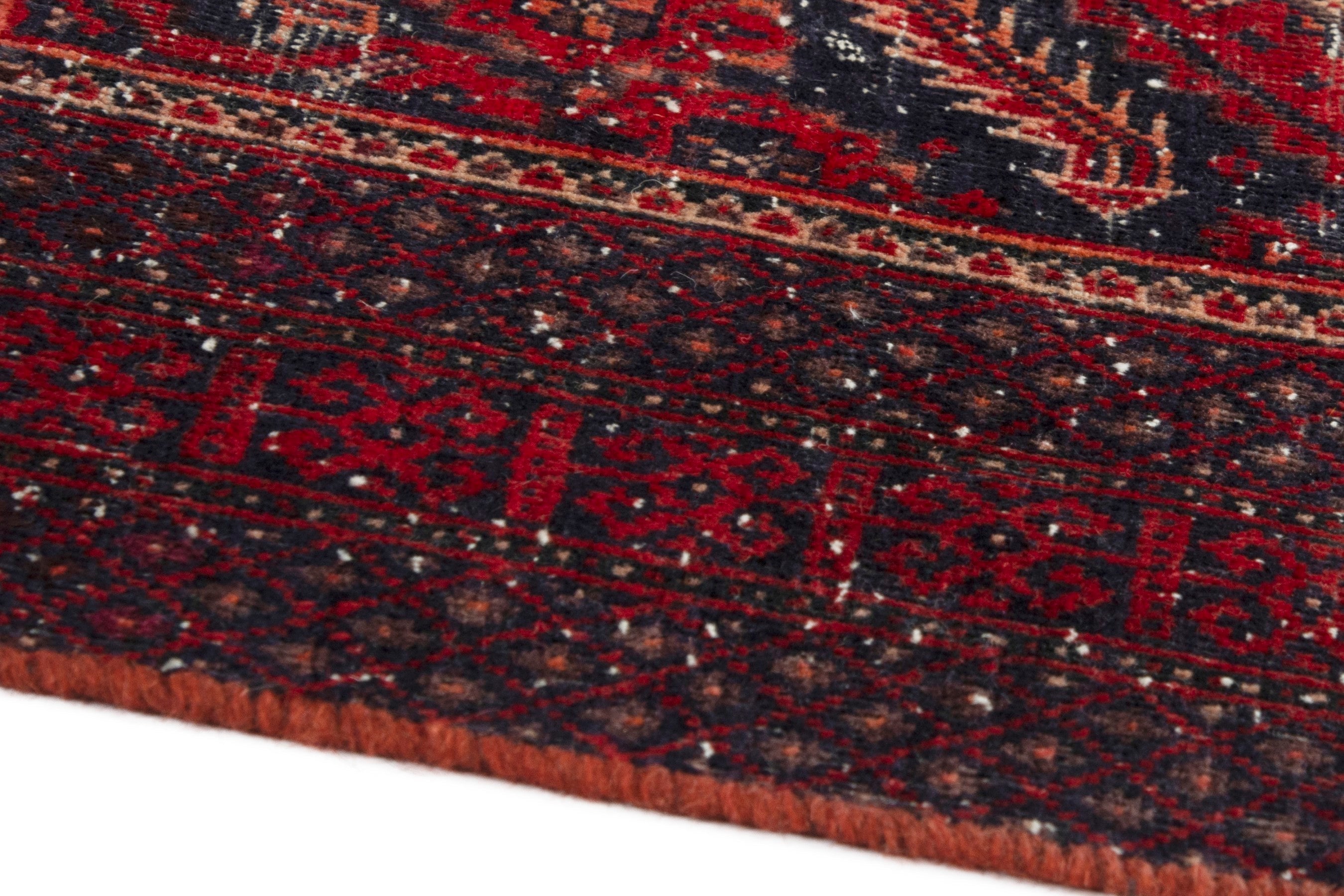 Persian Baluch accent rug in burgundy and deep red, view 6 of 18