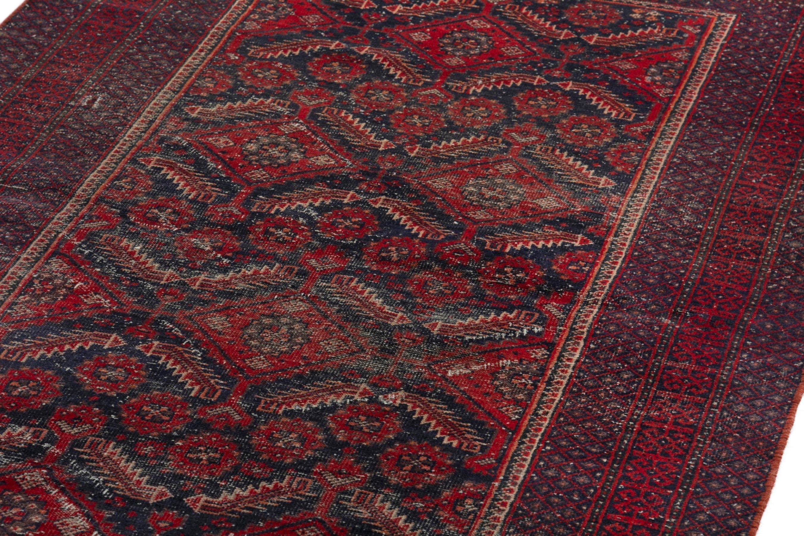 Persian Baluch accent rug in burgundy and deep red, view 8 of 18