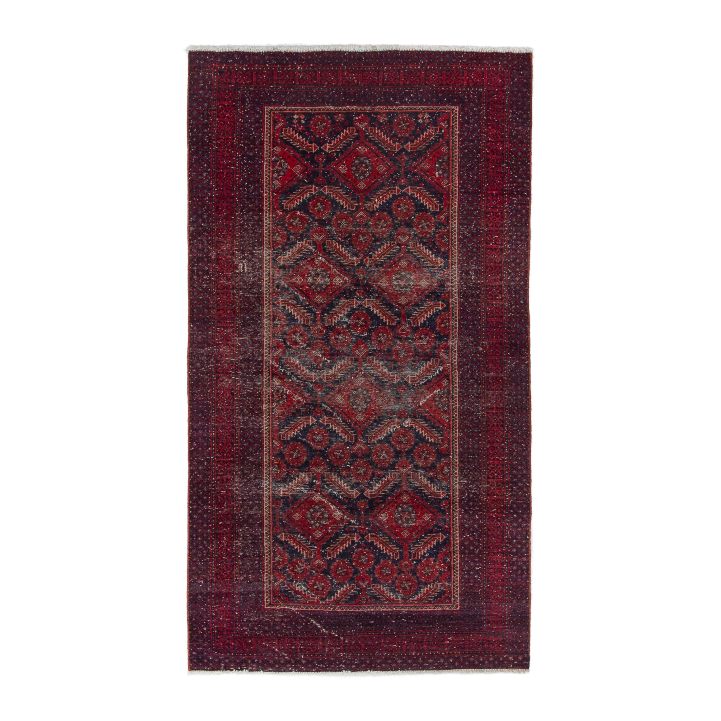 Persian Baluch accent rug in burgundy and deep red, 3'1" x 5'9"