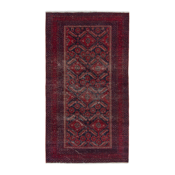 Persian Baluch accent rug in burgundy and deep red, 3'1" x 5'9"