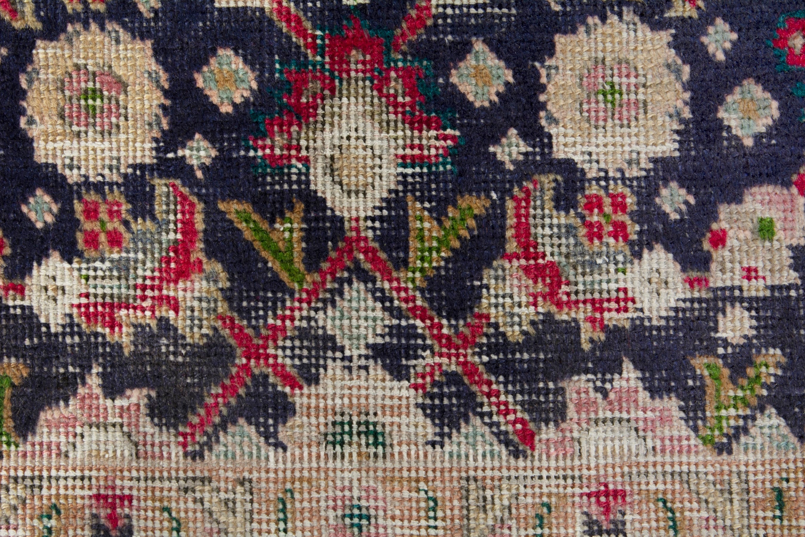 Persian Tabriz accent rug in navy and beige, view 11 of 17