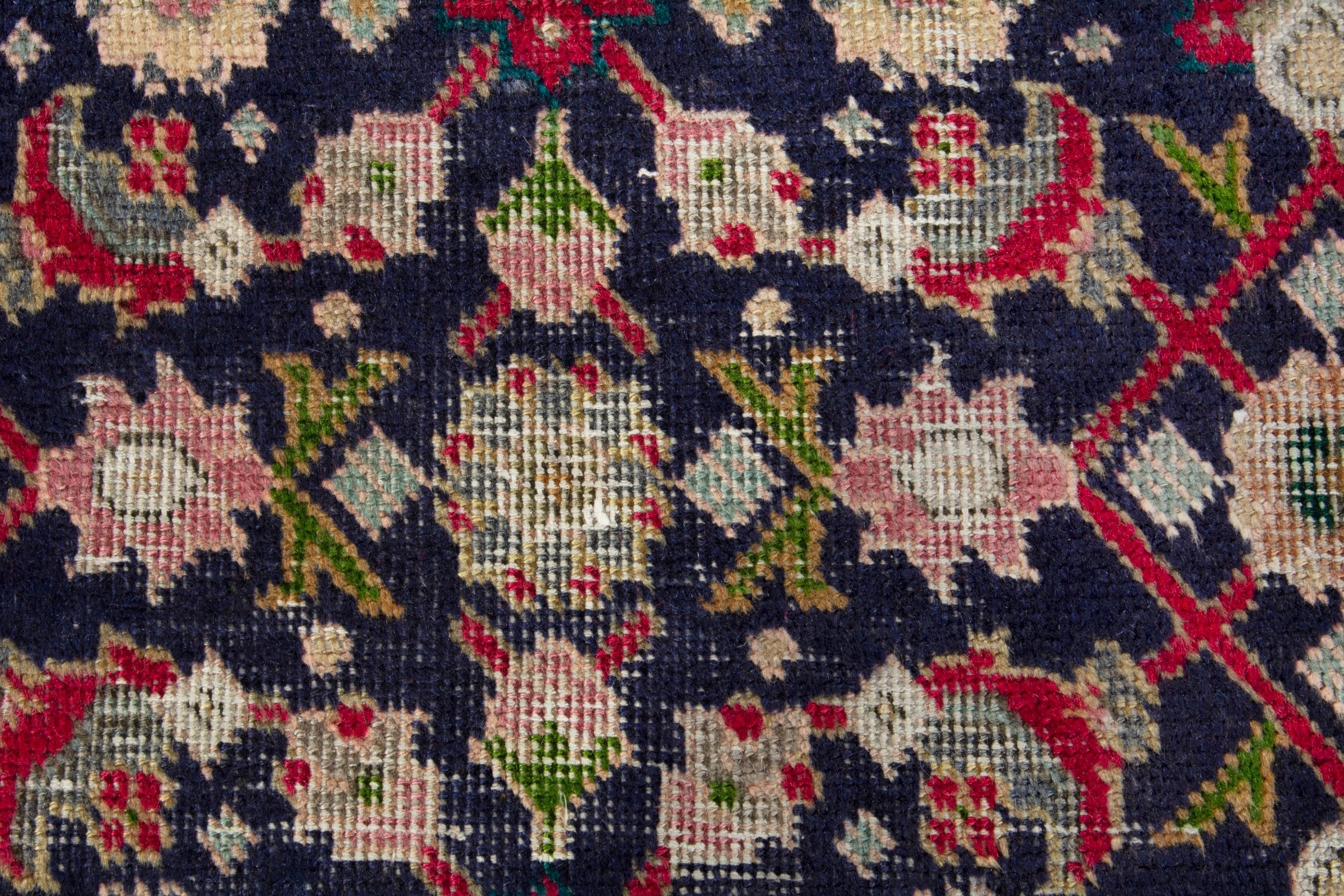 Persian Tabriz accent rug in navy and beige, view 12 of 17