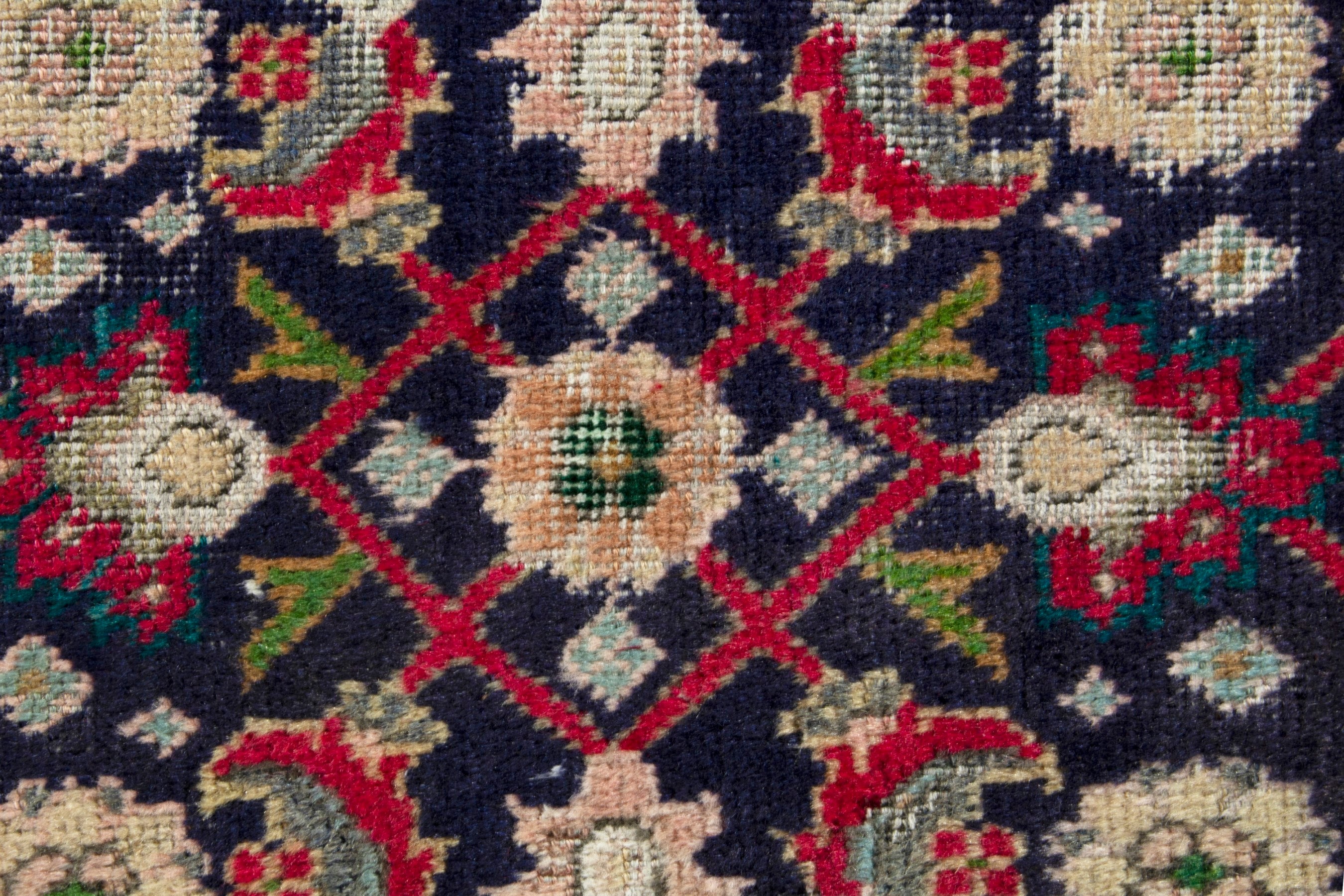 Persian Tabriz accent rug in navy and beige, view 13 of 17