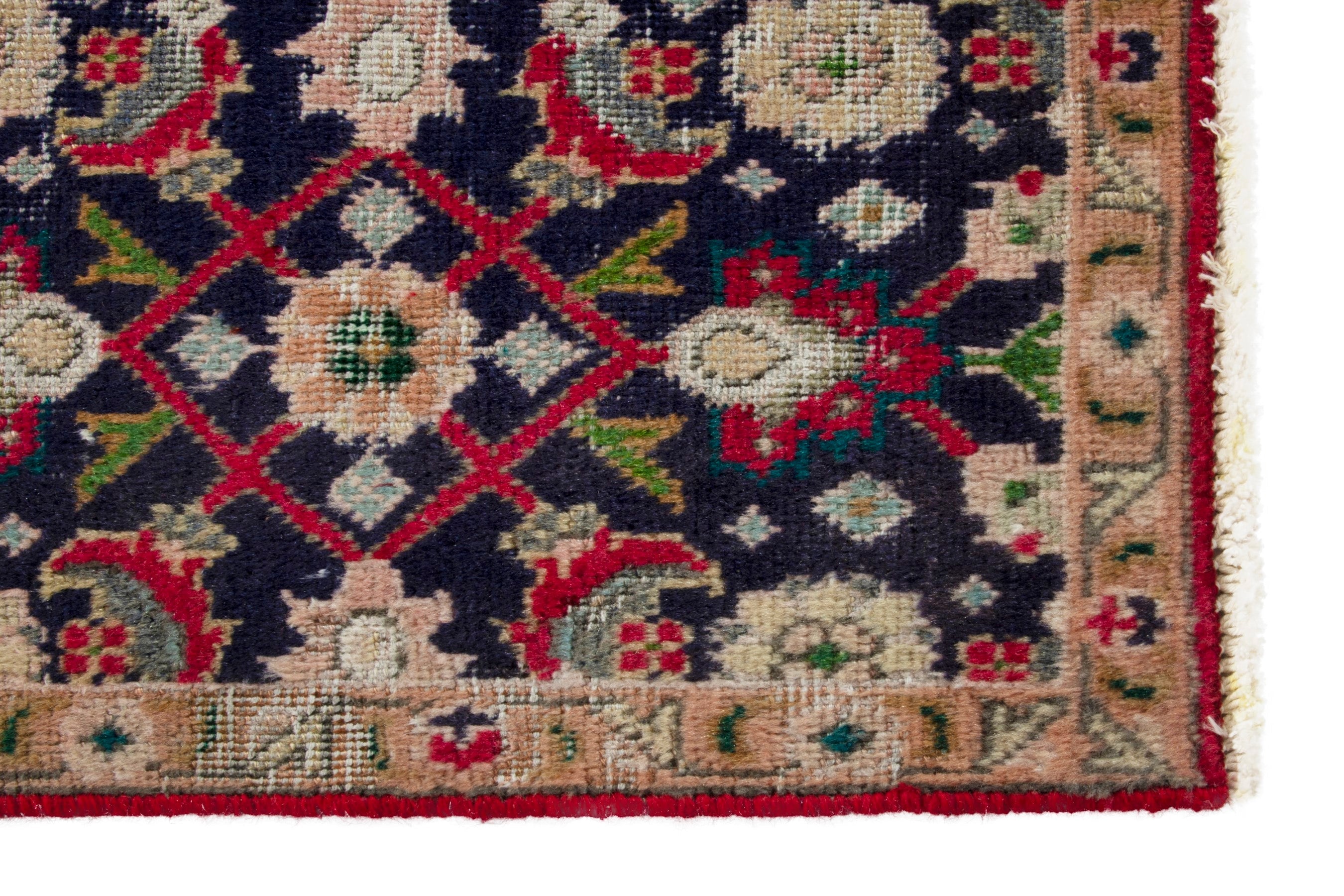 Persian Tabriz accent rug in navy and beige, view 5 of 17