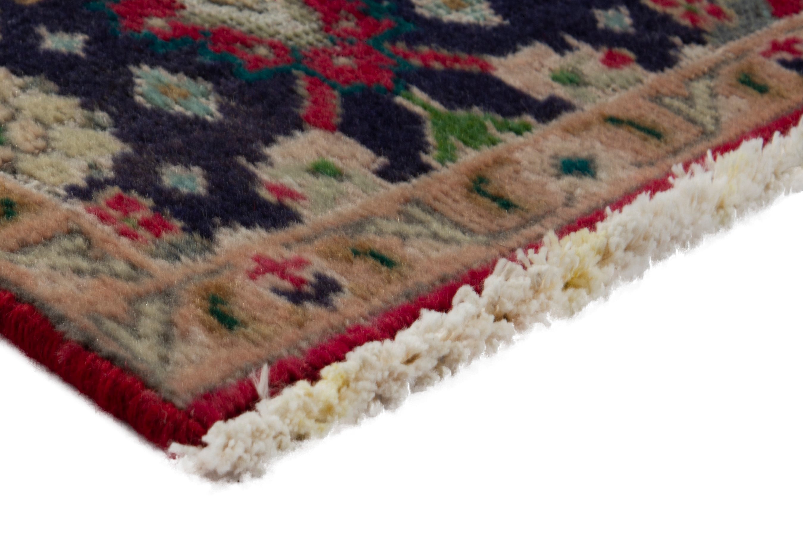Persian Tabriz accent rug in navy and beige, view 6 of 17