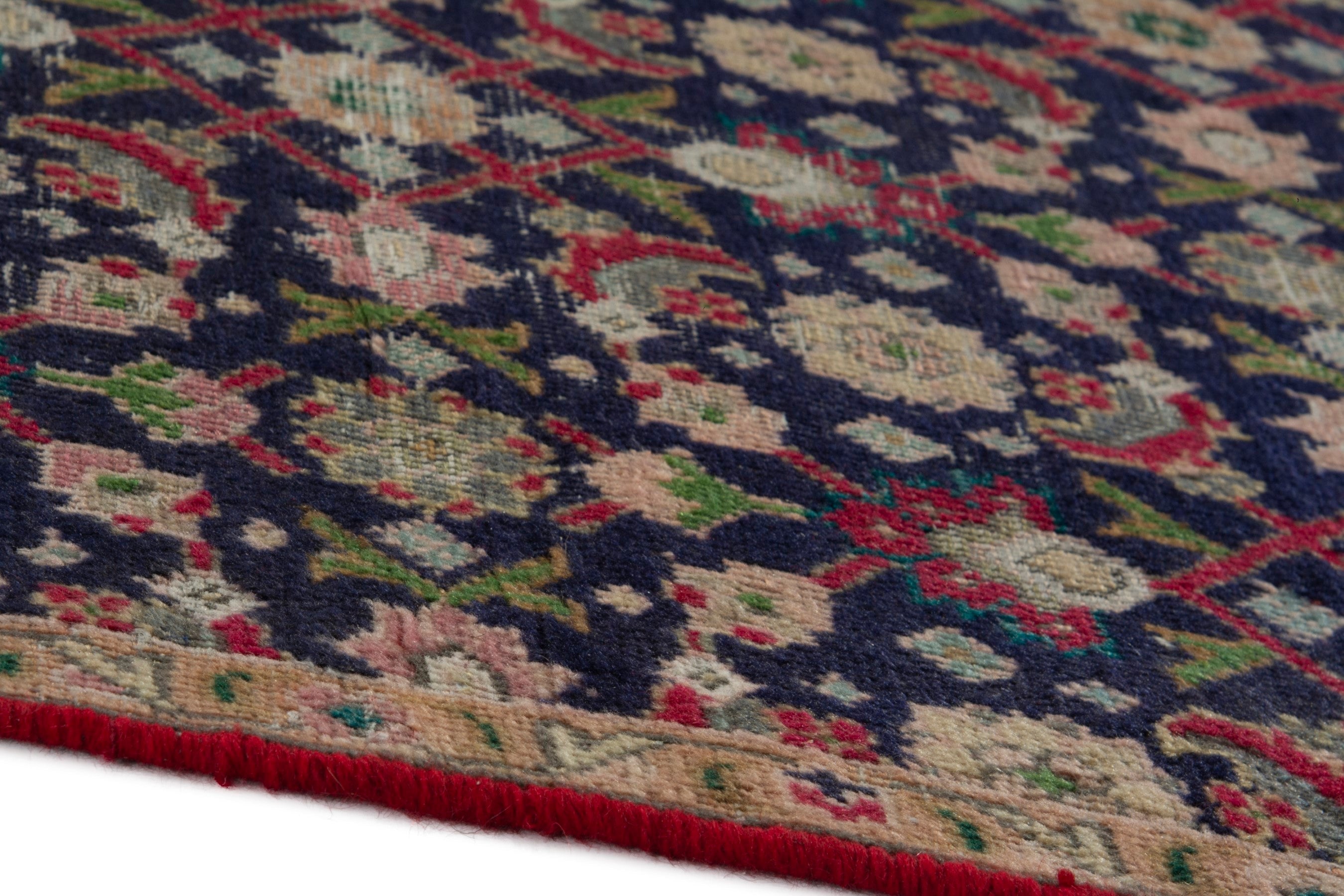 Persian Tabriz accent rug in navy and beige, view 8 of 17